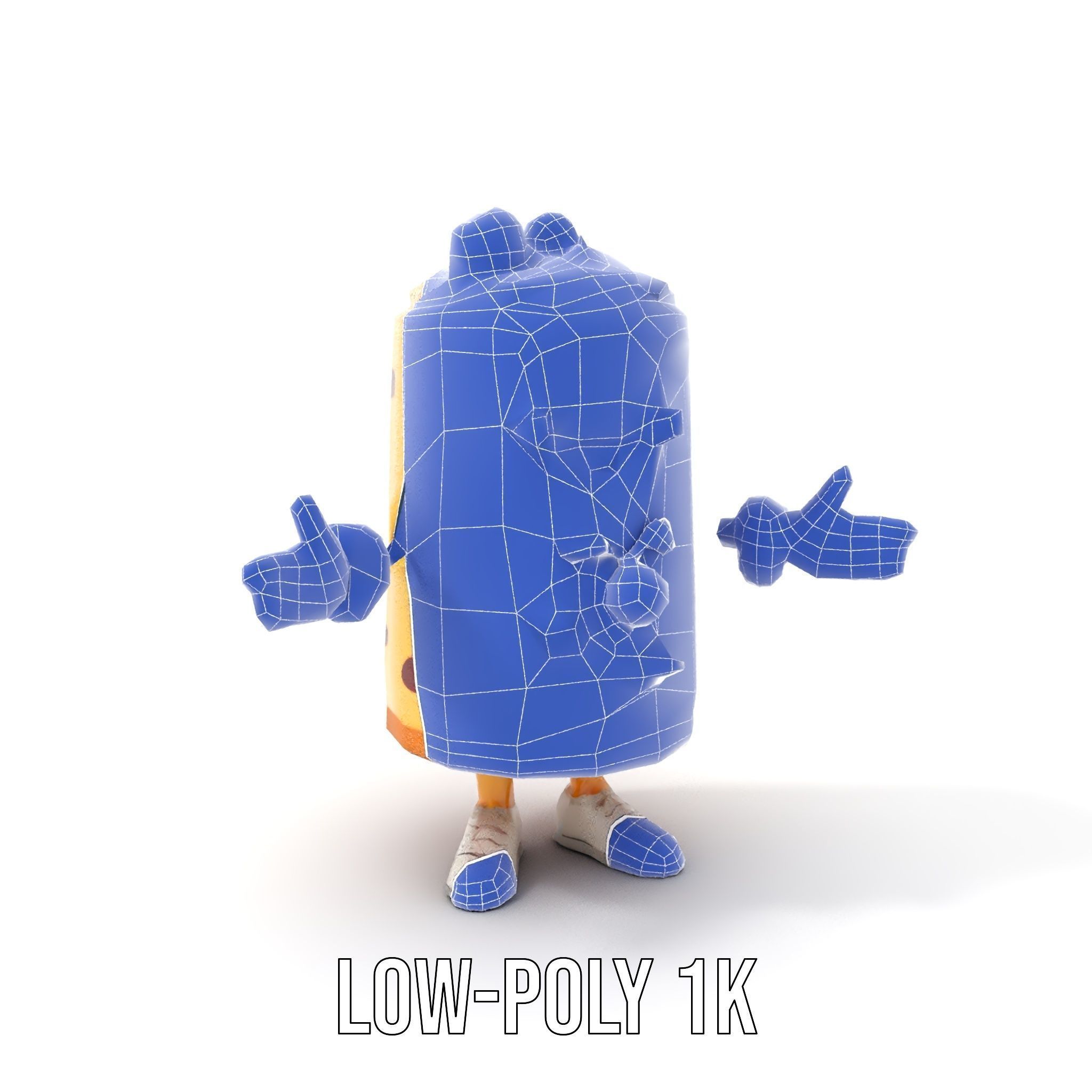 Cheerful Cake Character Rigged and Animated D Model Low-poly 3D model_8