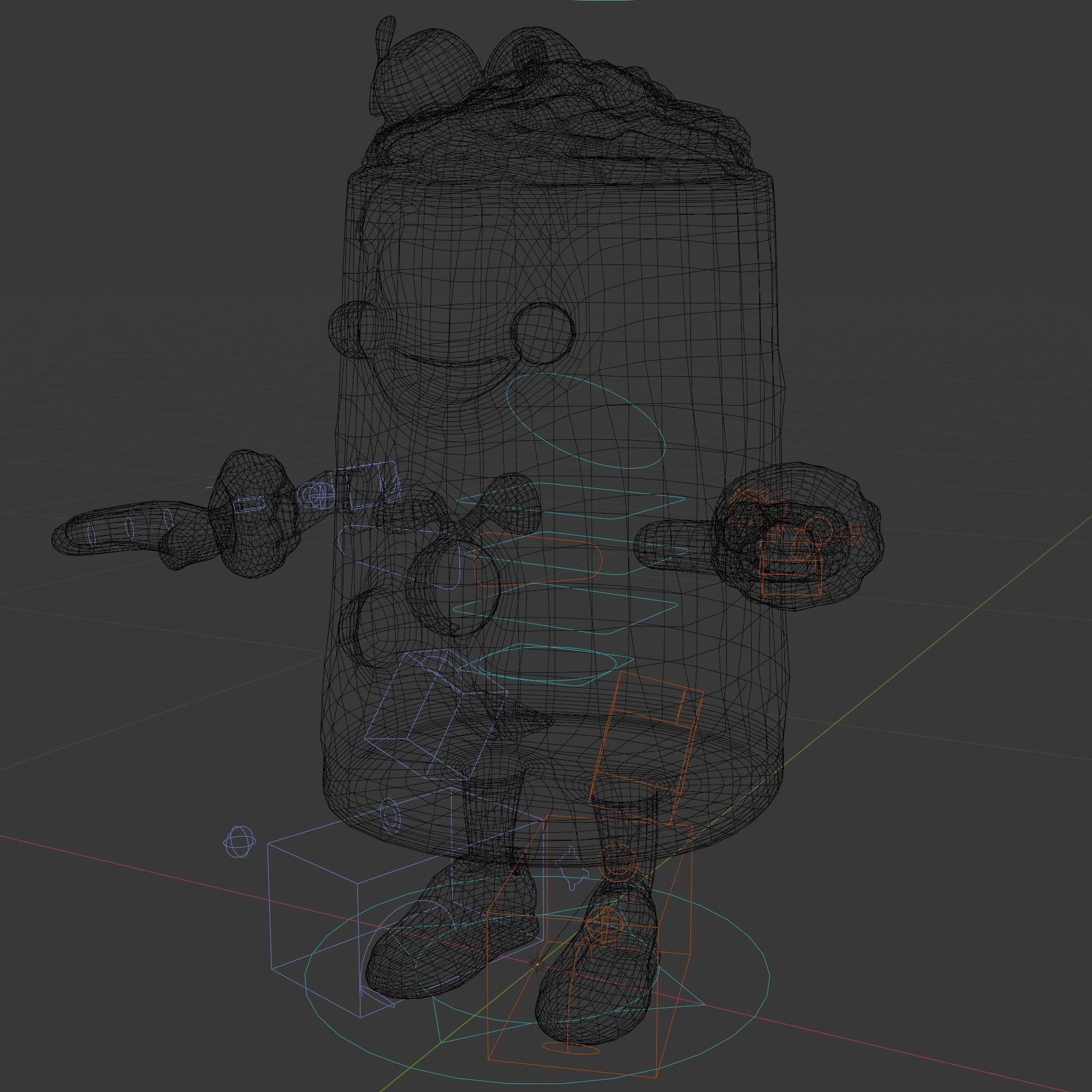 Cheerful Cake Character Rigged and Animated D Model Low-poly 3D model_5