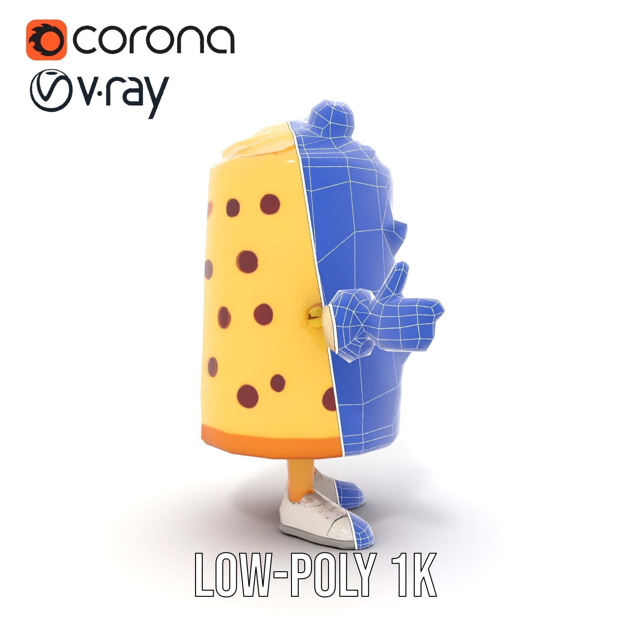 Cheerful Cake Character Rigged and Animated D Model Low-poly 3D model_30