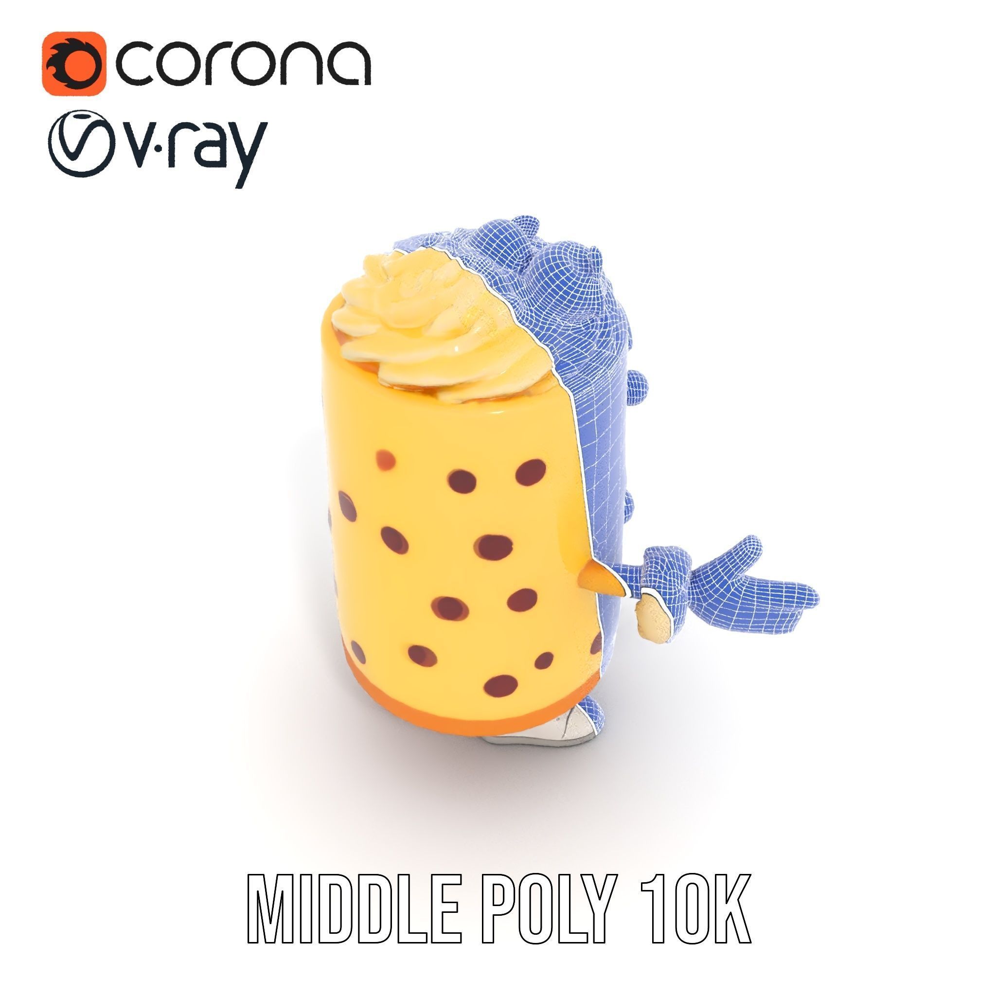 Cheerful Cake Character Rigged and Animated D Model Low-poly 3D model_26