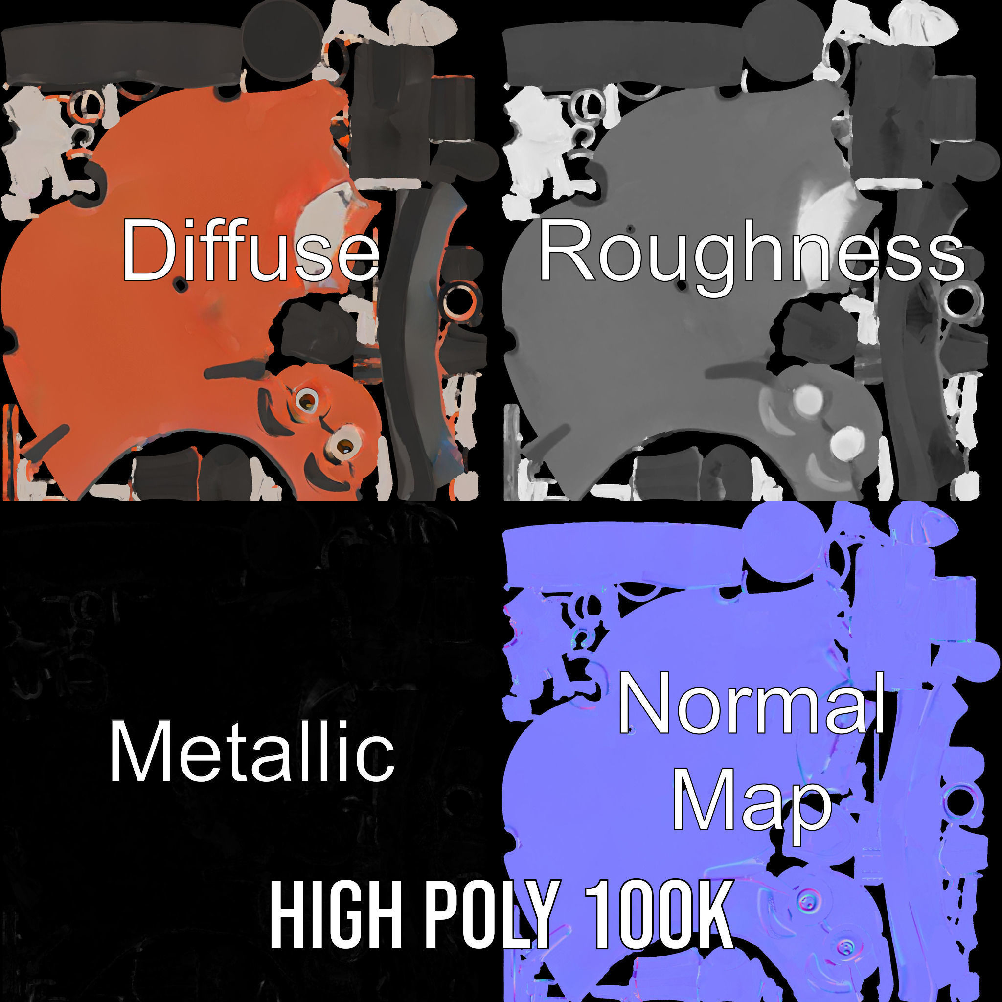 Cheerful Bean Character with Top Hat and Glasses  Rigged and ... Low-poly 3D model_3