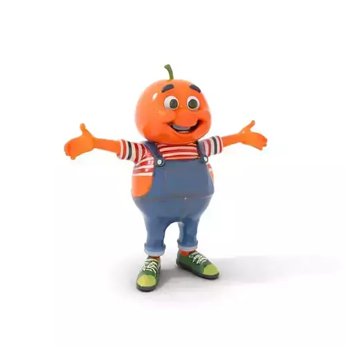 Orangey Character Rigged and Animated in Overalls