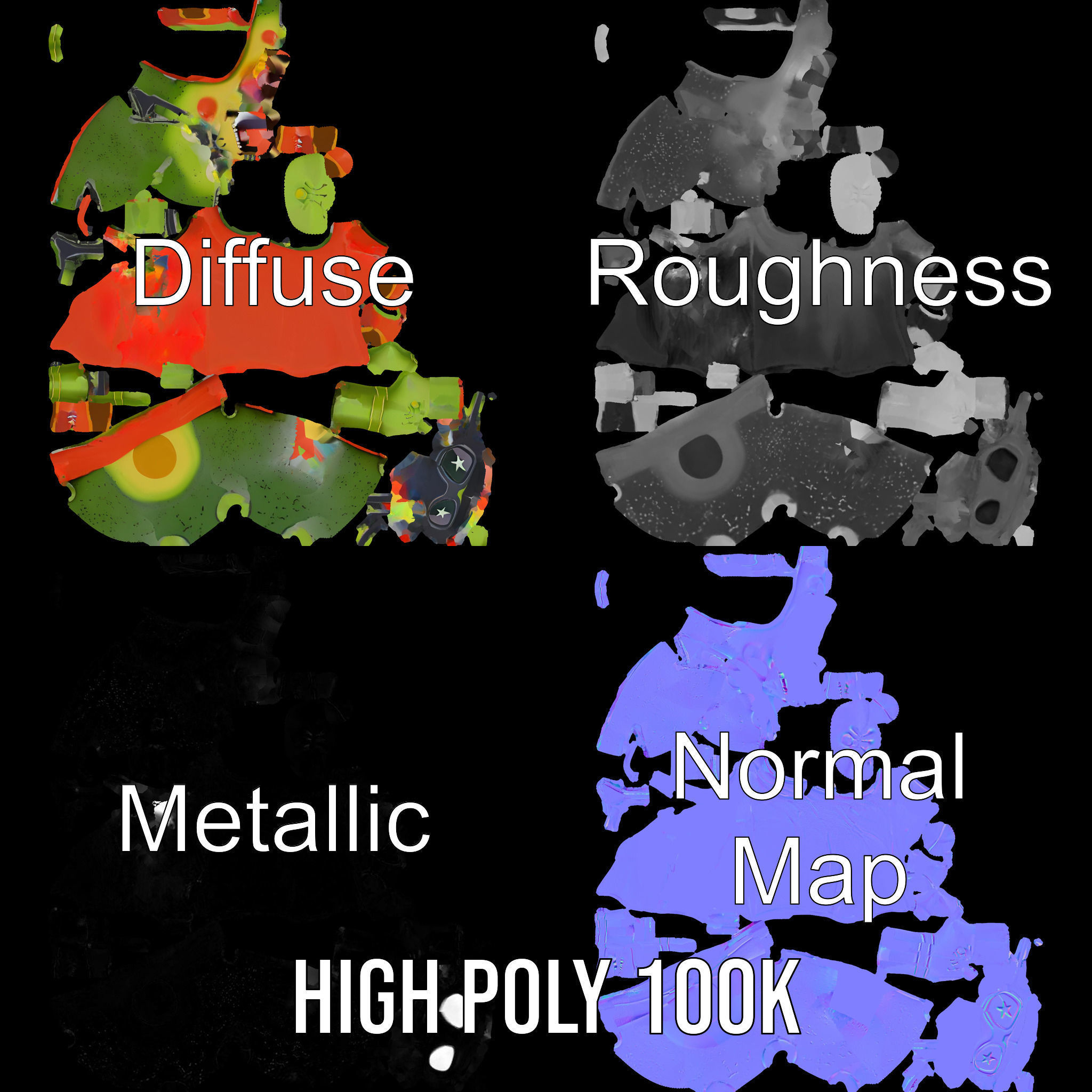 Super Avocado Hero Character Rigged and Animated Low-poly 3D model_3