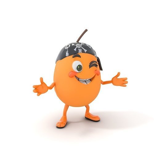 Pirate Kiwi Character  Rigged and Animated D Model Low-poly 3D model