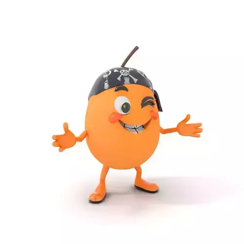 Pirate Kiwi Character  Rigged and Animated D Model Low-poly 3D model
