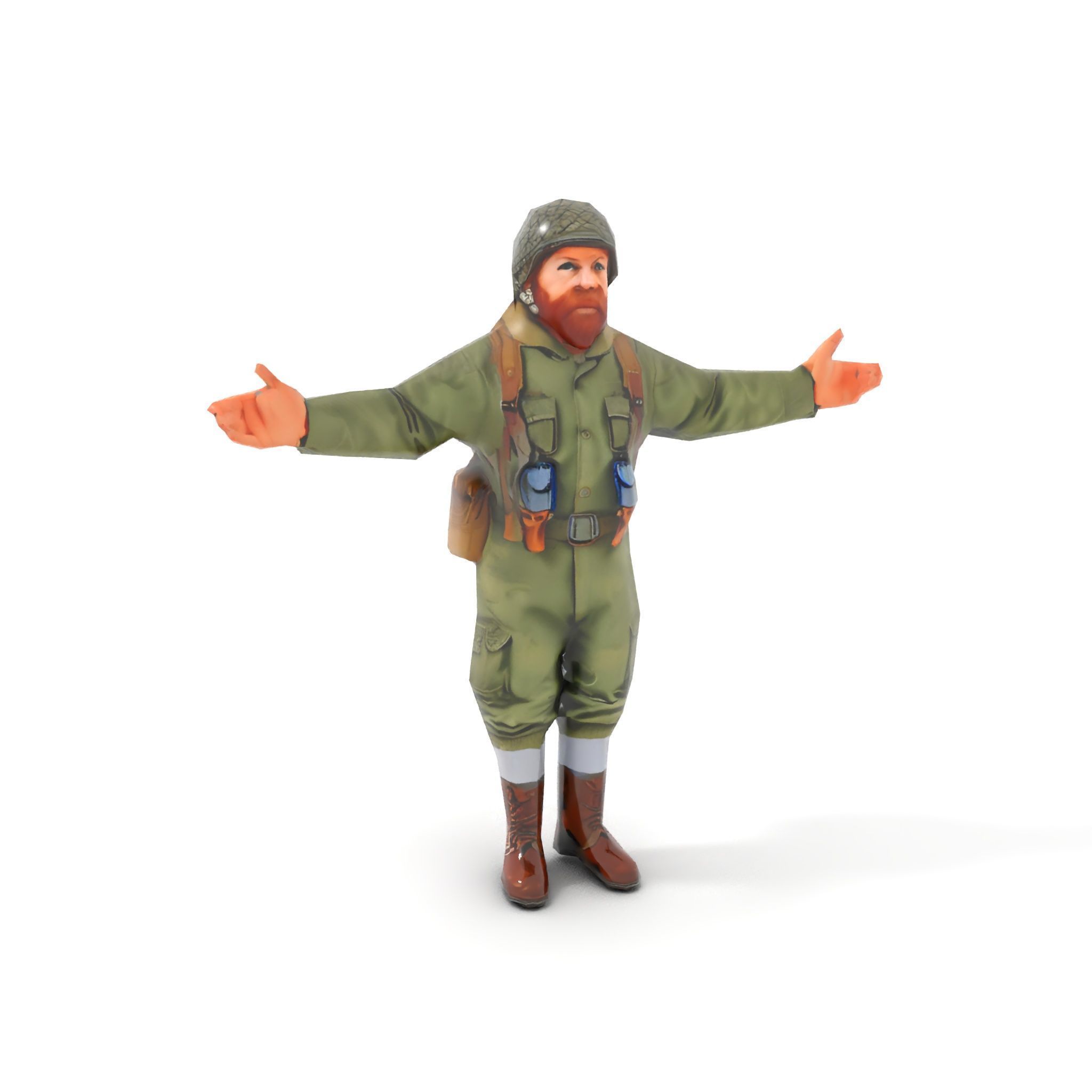 World War Soldier Character Model  Rigged and Animated Low-poly 3D model_22