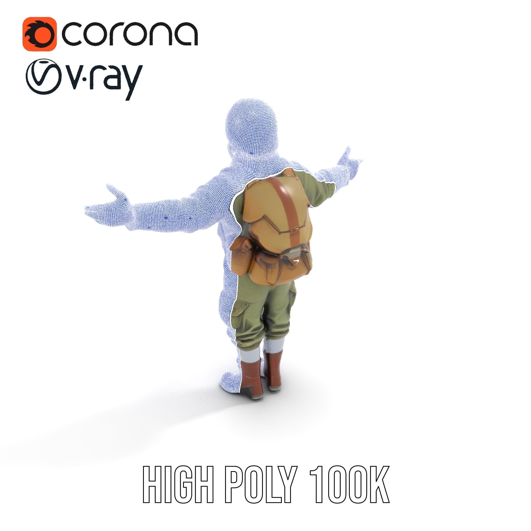 World War Soldier Character Model  Rigged and Animated Low-poly 3D model_11