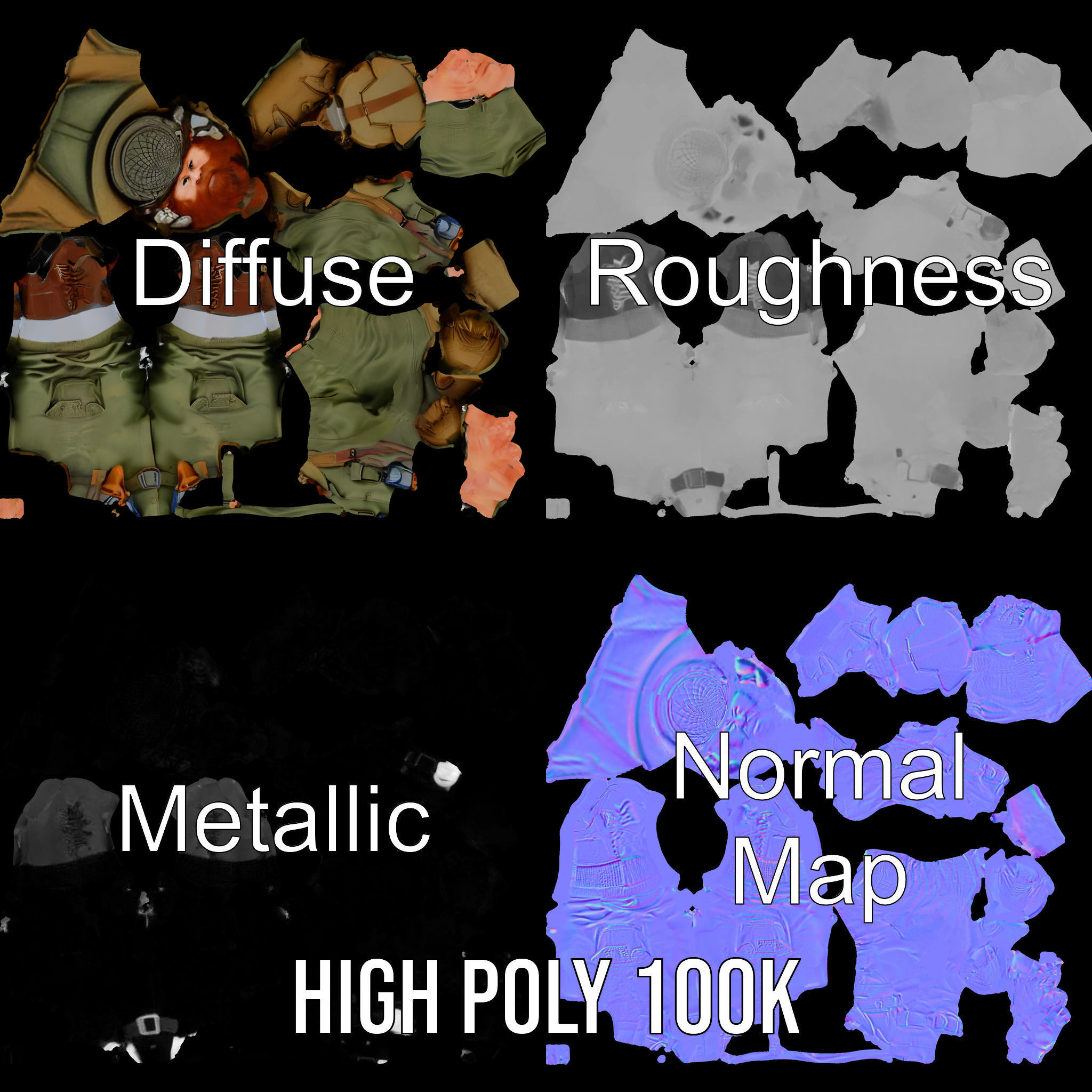 World War Soldier Character Model  Rigged and Animated Low-poly 3D model_3