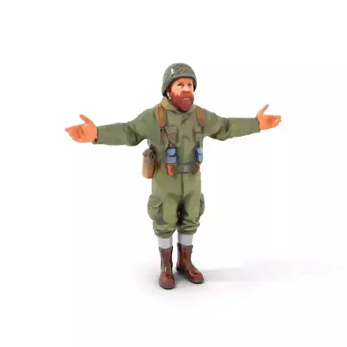 World War Soldier Character Model  Rigged and Animated