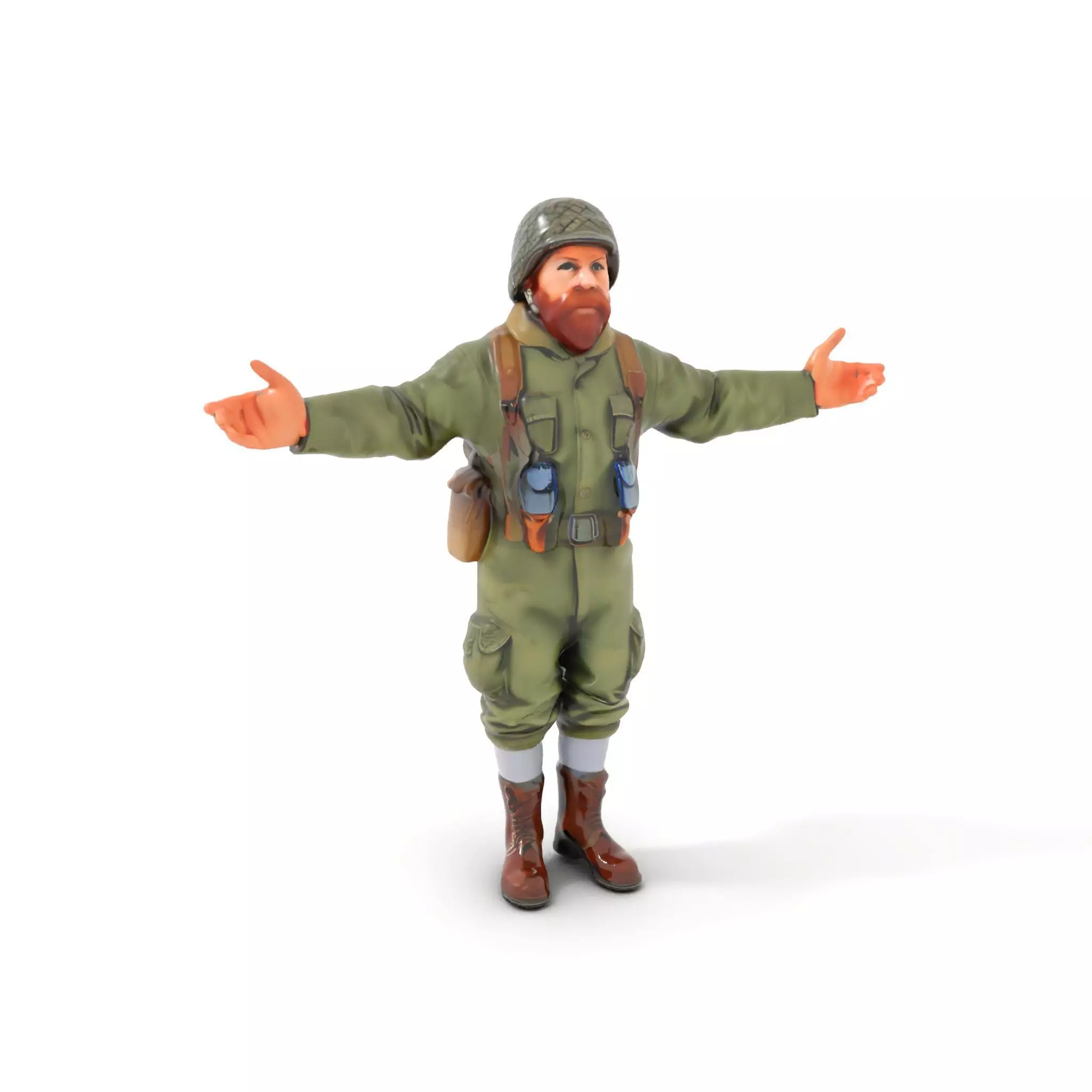 World War Soldier Character Model  Rigged and Animated Low-poly 3D model_0