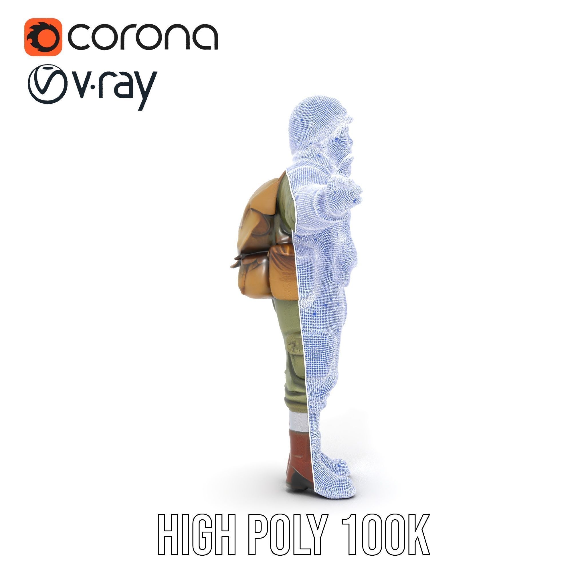 World War Soldier Character Model  Rigged and Animated Low-poly 3D model_36