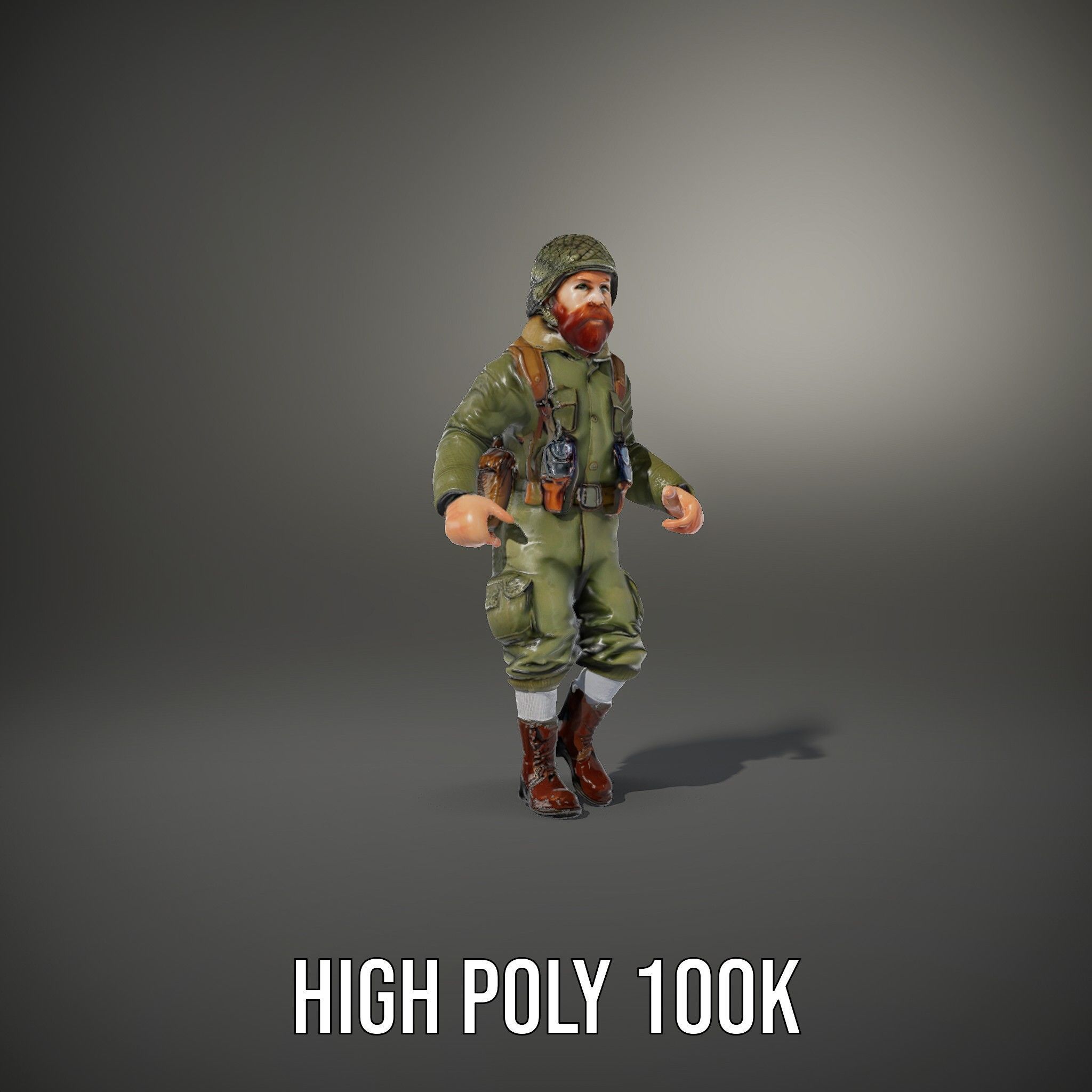 World War Soldier Character Model  Rigged and Animated Low-poly 3D model_14