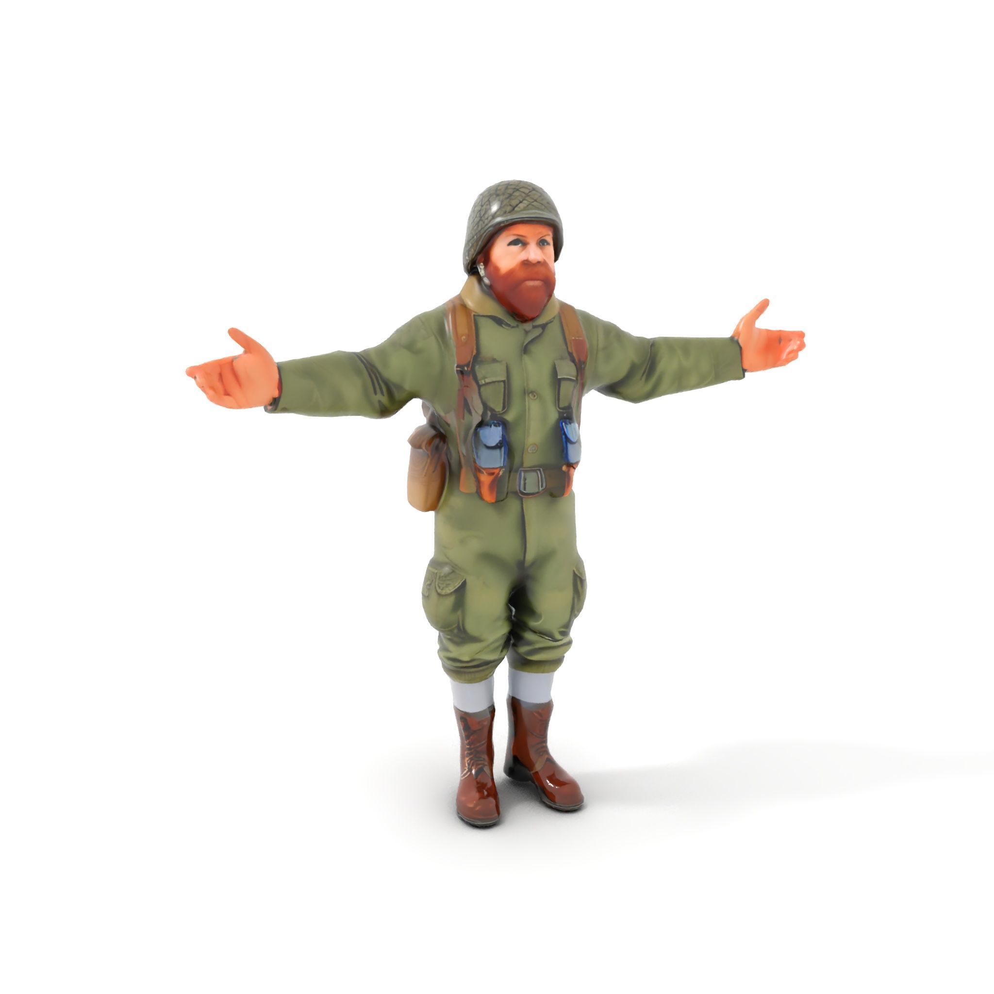 World War Soldier Character Model  Rigged and Animated Low-poly 3D model_15