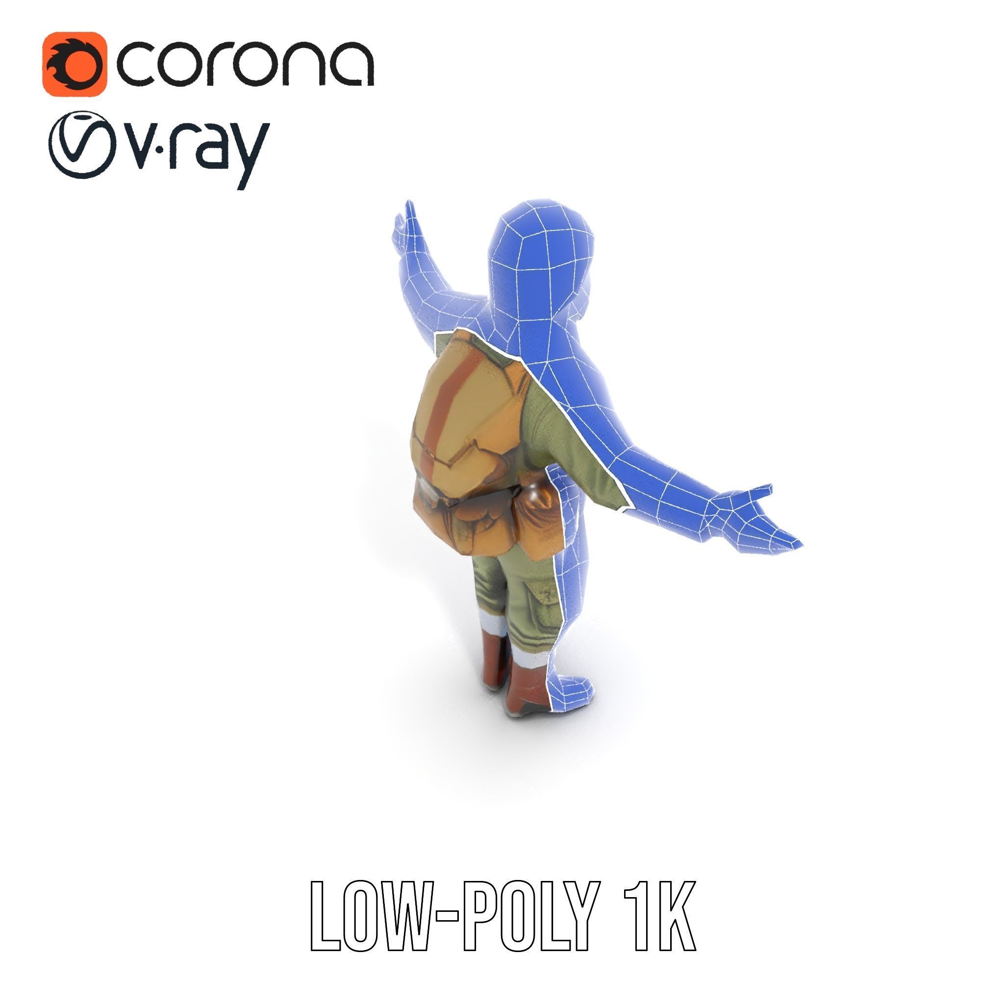 World War Soldier Character Model  Rigged and Animated Low-poly 3D model_7