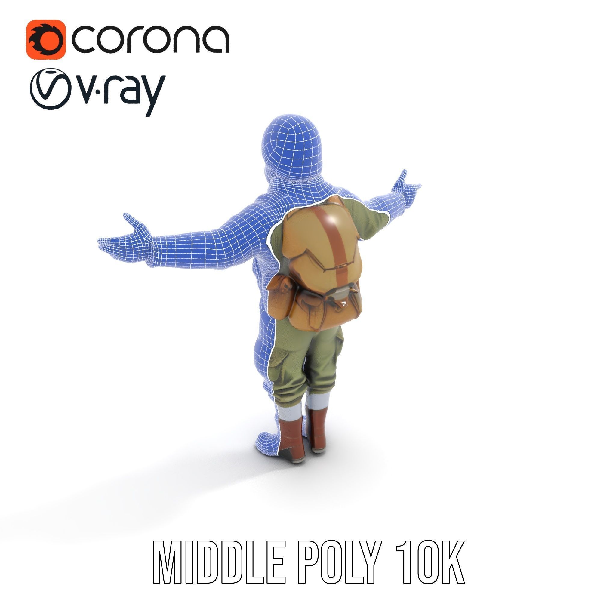 World War Soldier Character Model  Rigged and Animated Low-poly 3D model_29