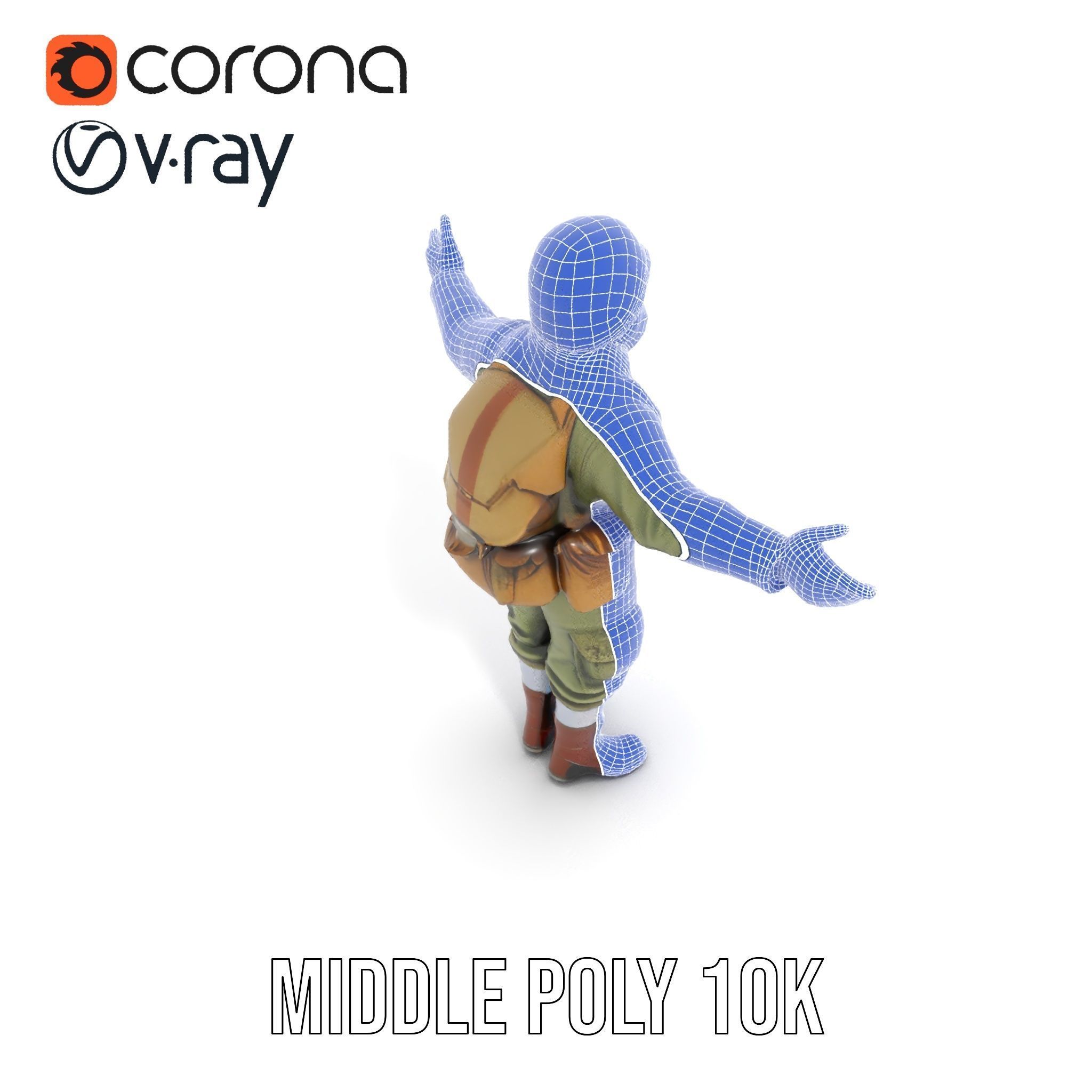 World War Soldier Character Model  Rigged and Animated Low-poly 3D model_24