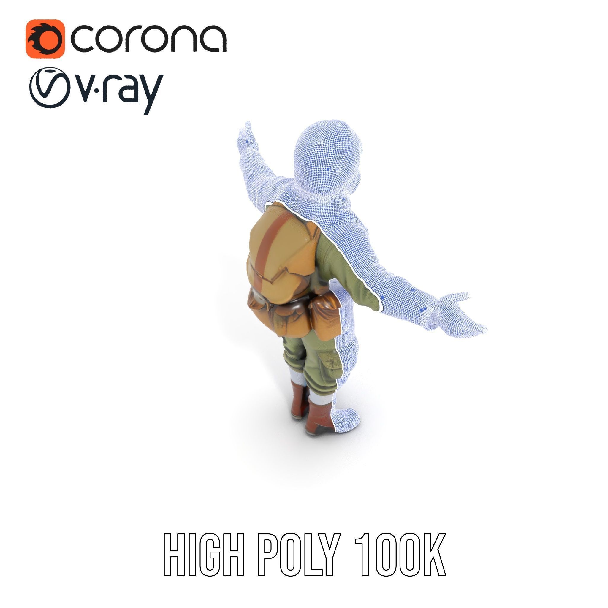 World War Soldier Character Model  Rigged and Animated Low-poly 3D model_35