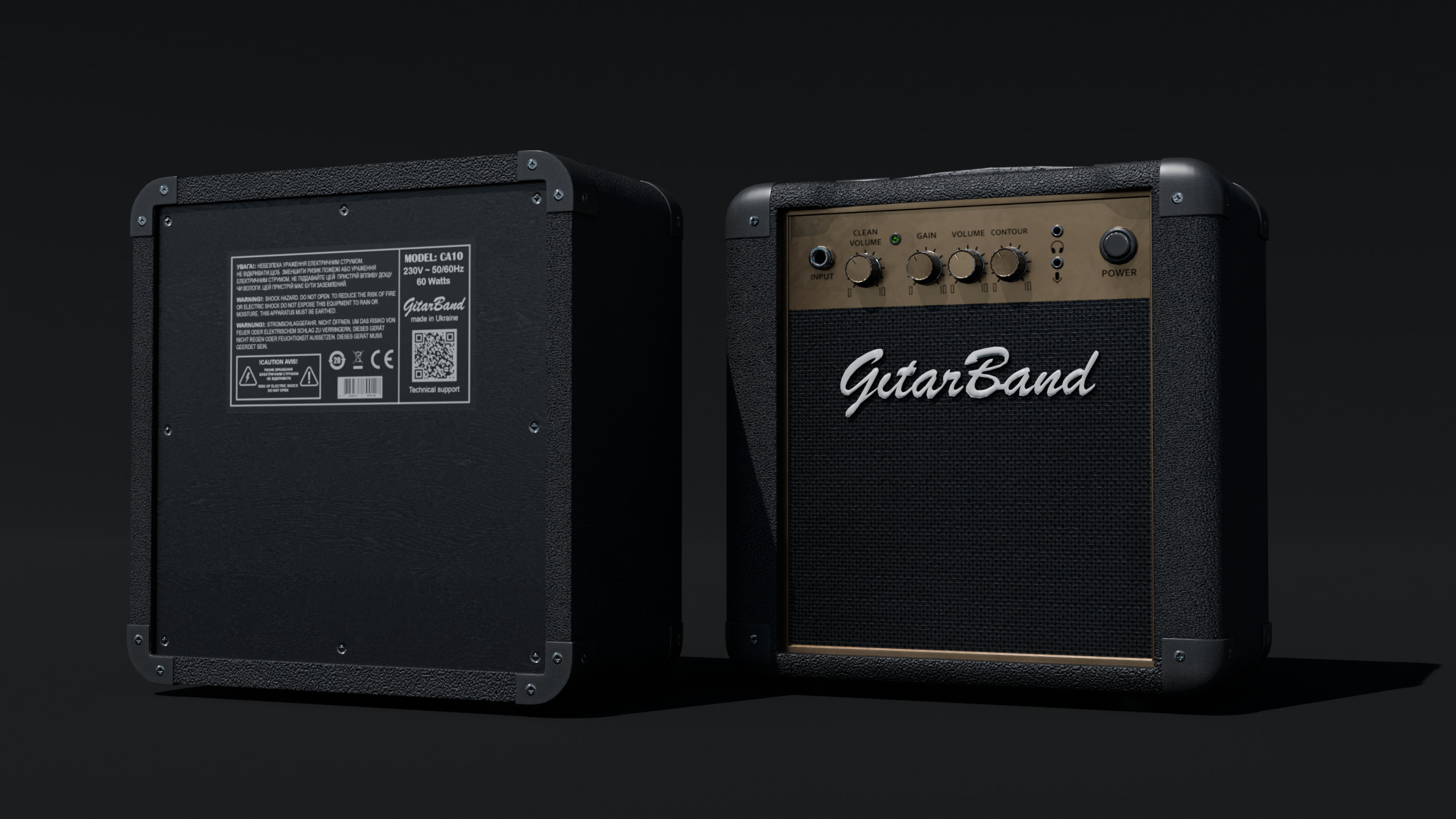 Electric guitar Combo Low-poly 3D model_2