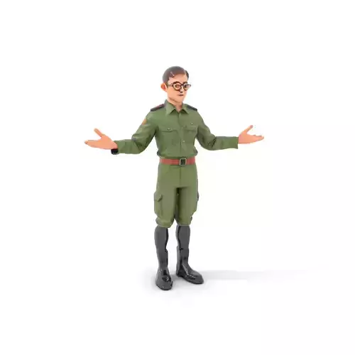 Military Cadet D Character Model Rigged and Animated