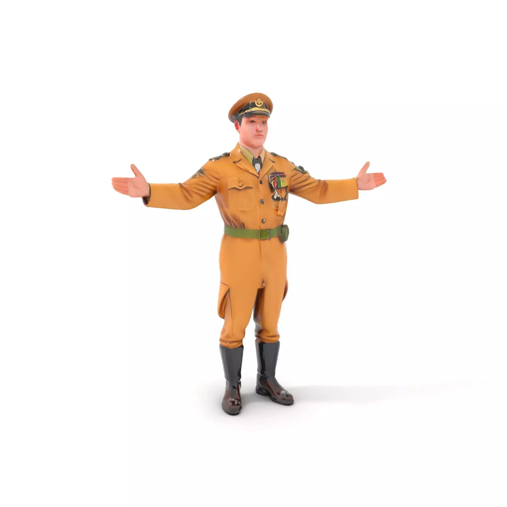 Military Officer Character Rigged and Animated for Realistic ... Low-poly 3D model_0