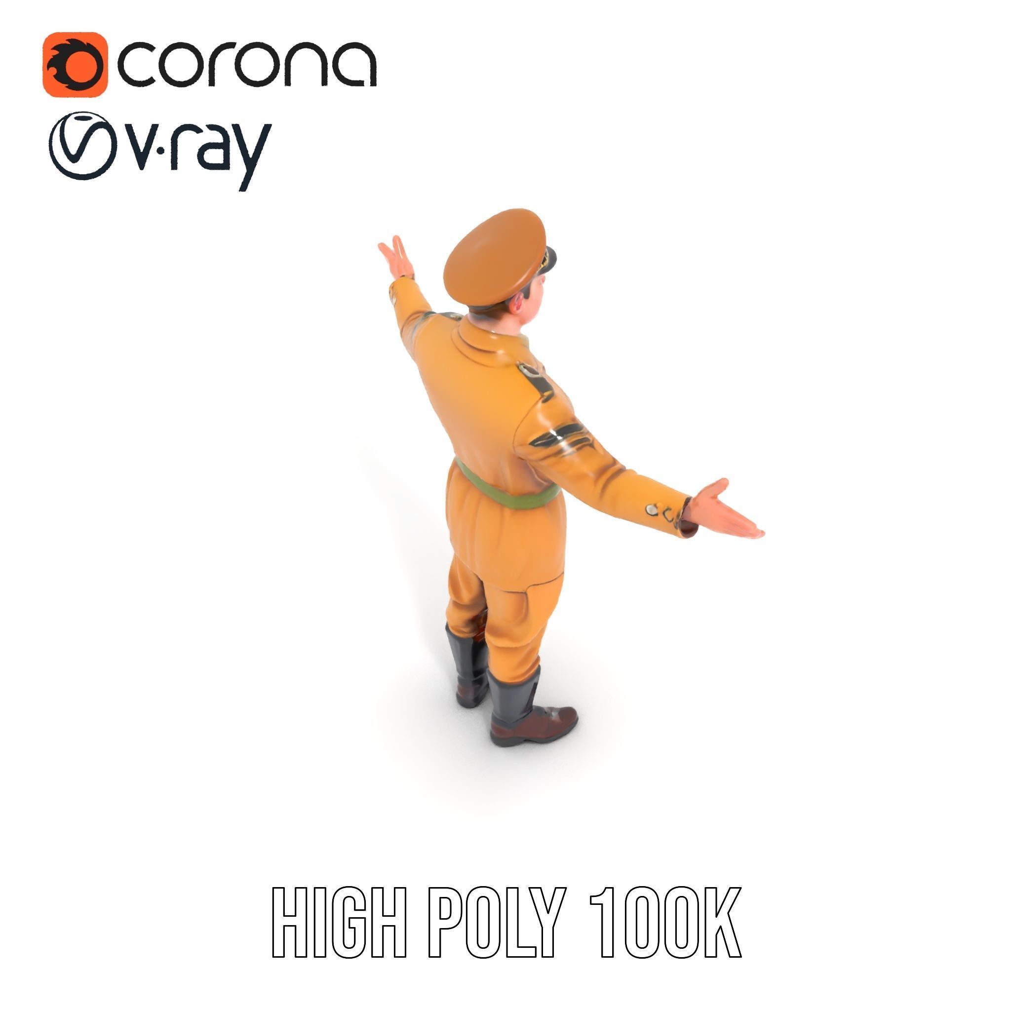 Military Officer Character Rigged and Animated for Realistic ... Low-poly 3D model_17