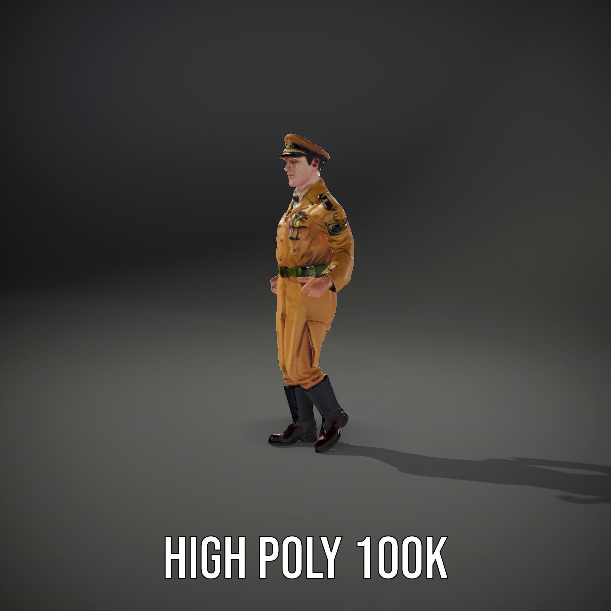 Military Officer Character Rigged and Animated for Realistic ... Low-poly 3D model_9