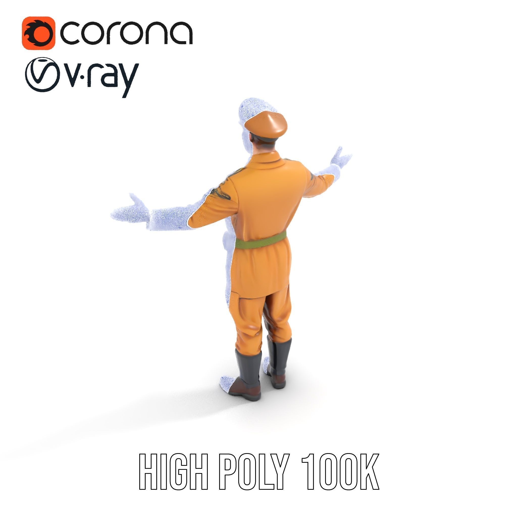 Military Officer Character Rigged and Animated for Realistic ... Low-poly 3D model_33