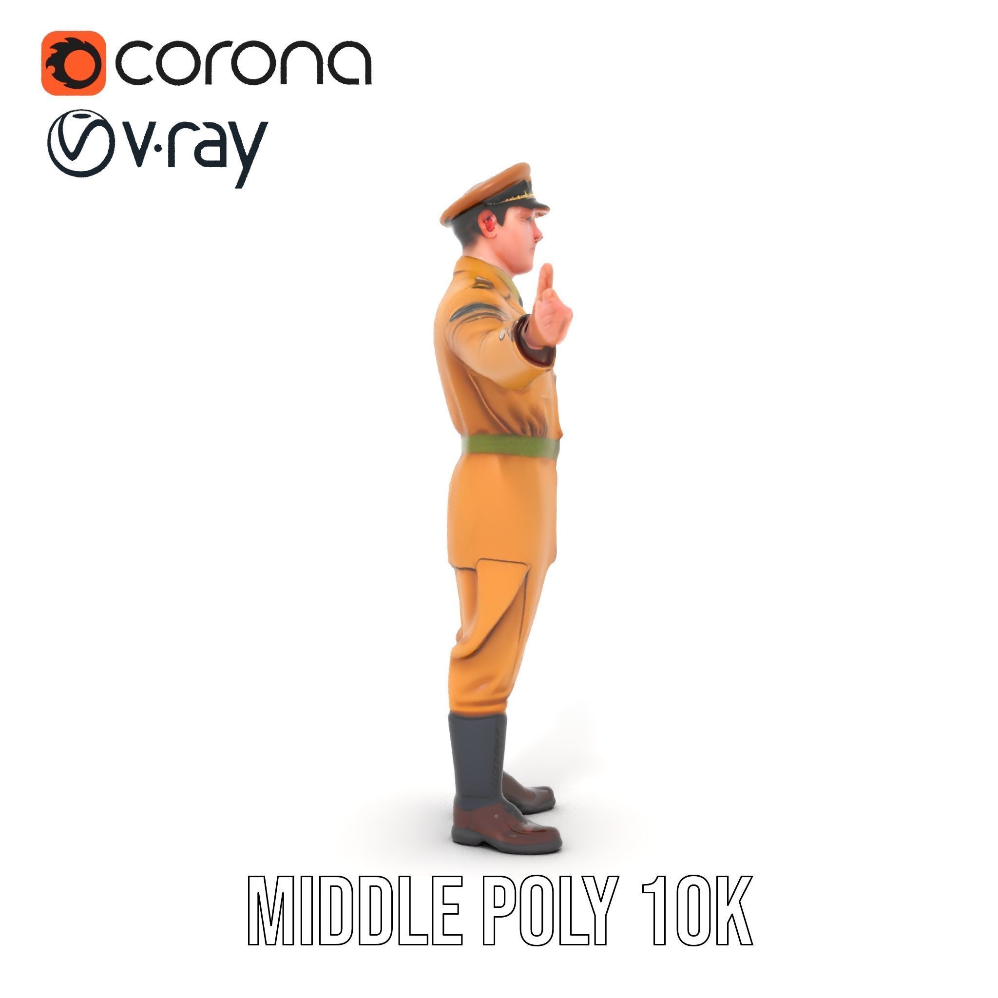 Military Officer Character Rigged and Animated for Realistic ... Low-poly 3D model_29