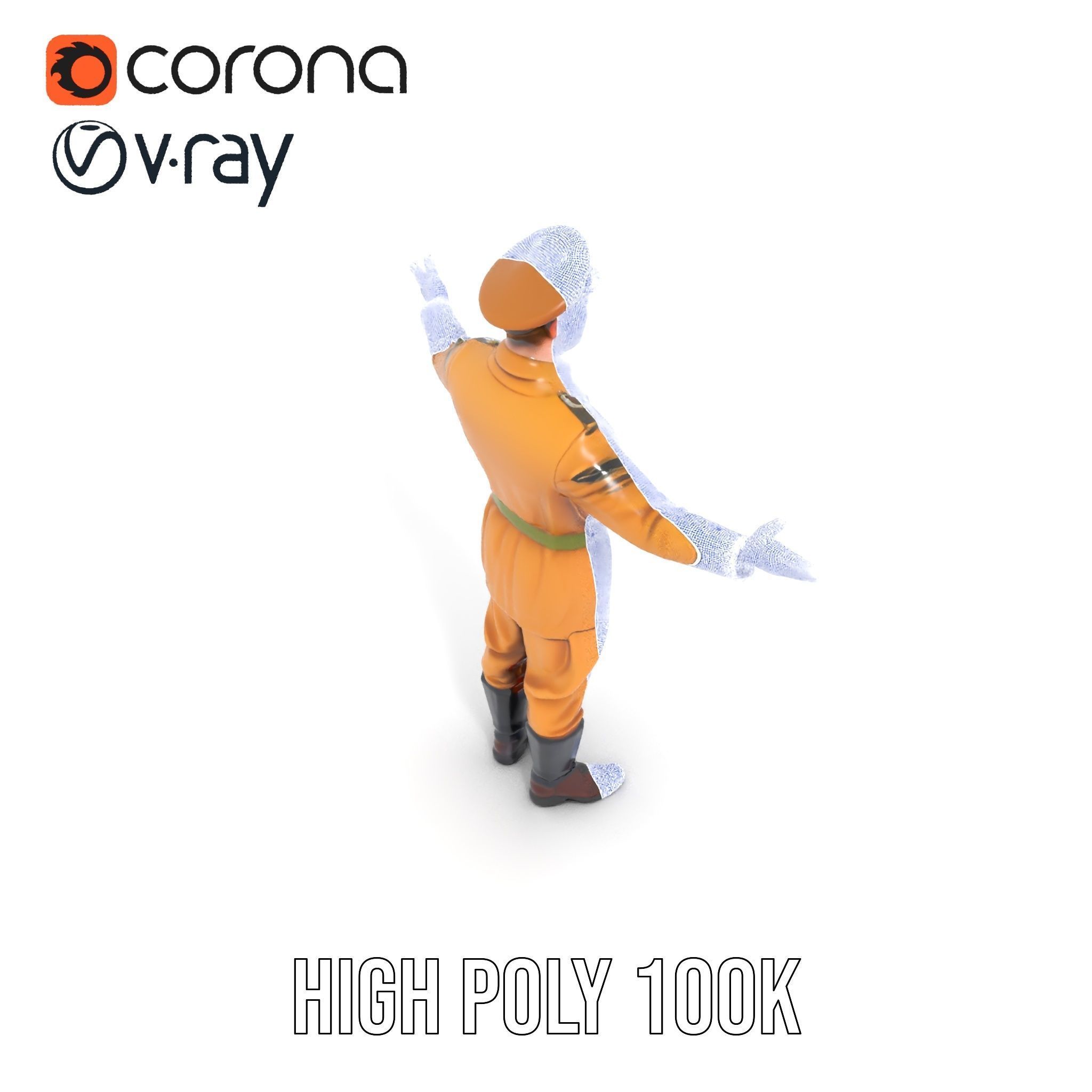 Military Officer Character Rigged and Animated for Realistic ... Low-poly 3D model_31