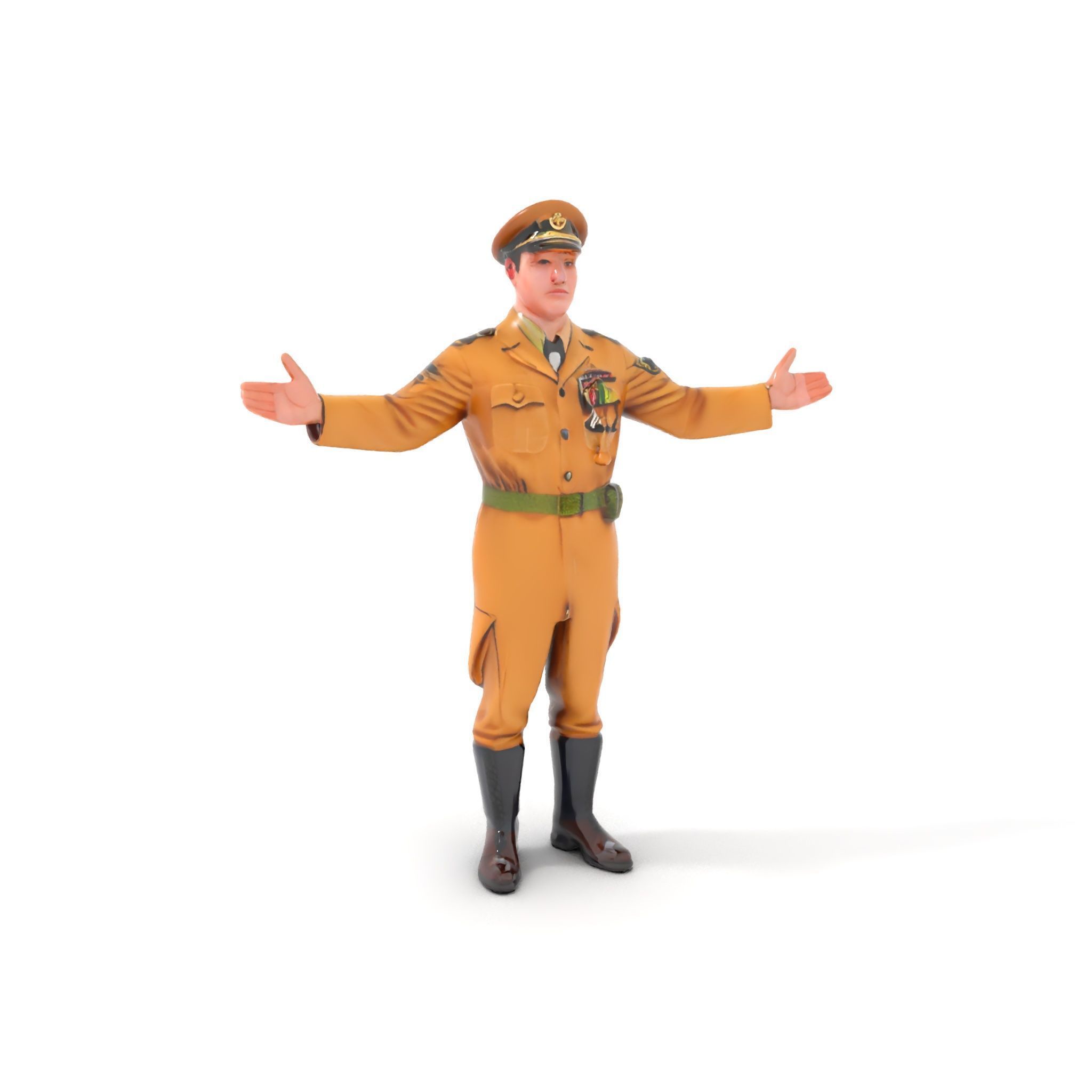Military Officer Character Rigged and Animated for Realistic ... Low-poly 3D model_21