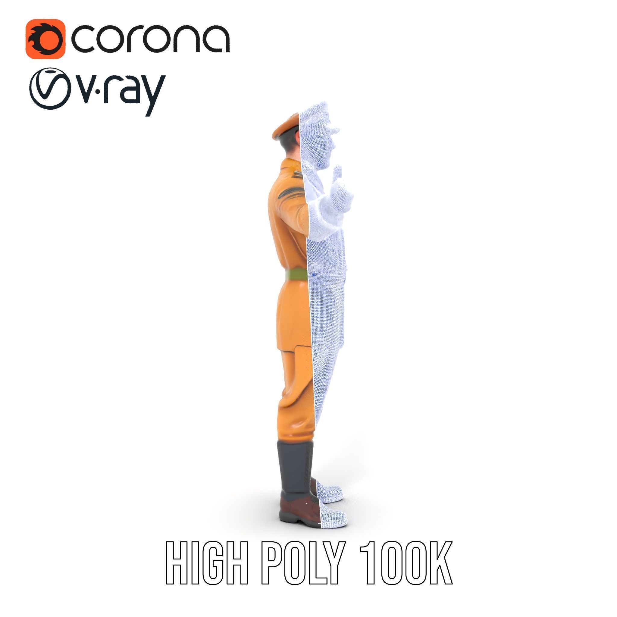 Military Officer Character Rigged and Animated for Realistic ... Low-poly 3D model_36