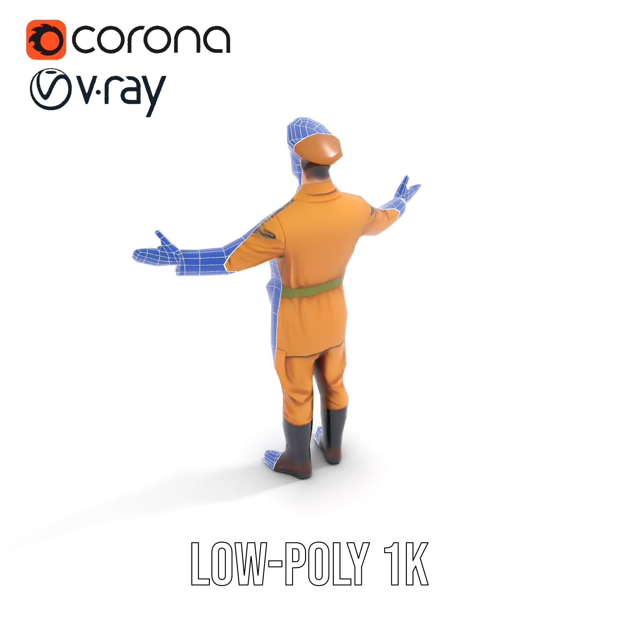 Military Officer Character Rigged and Animated for Realistic ... Low-poly 3D model_8