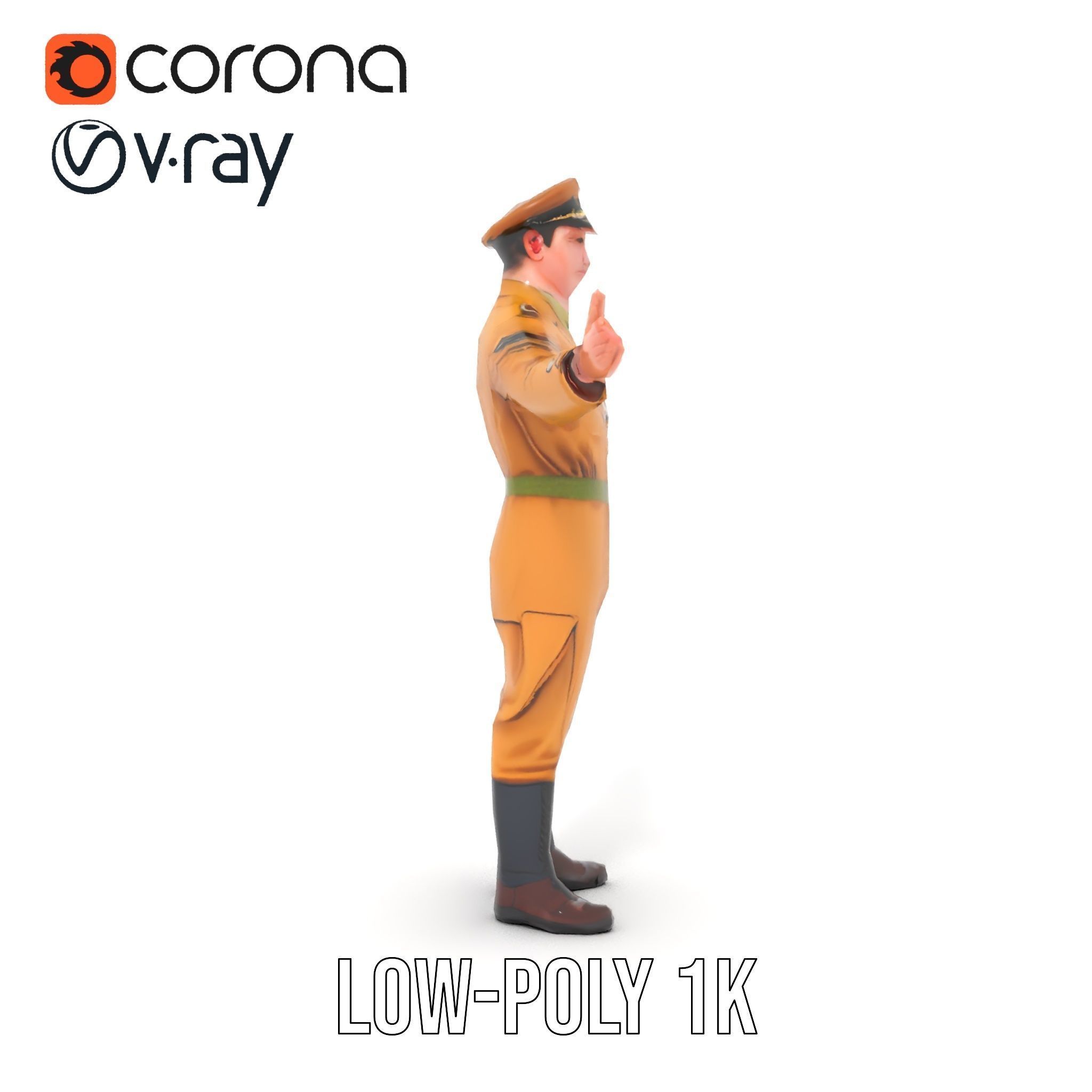 Military Officer Character Rigged and Animated for Realistic ... Low-poly 3D model_22