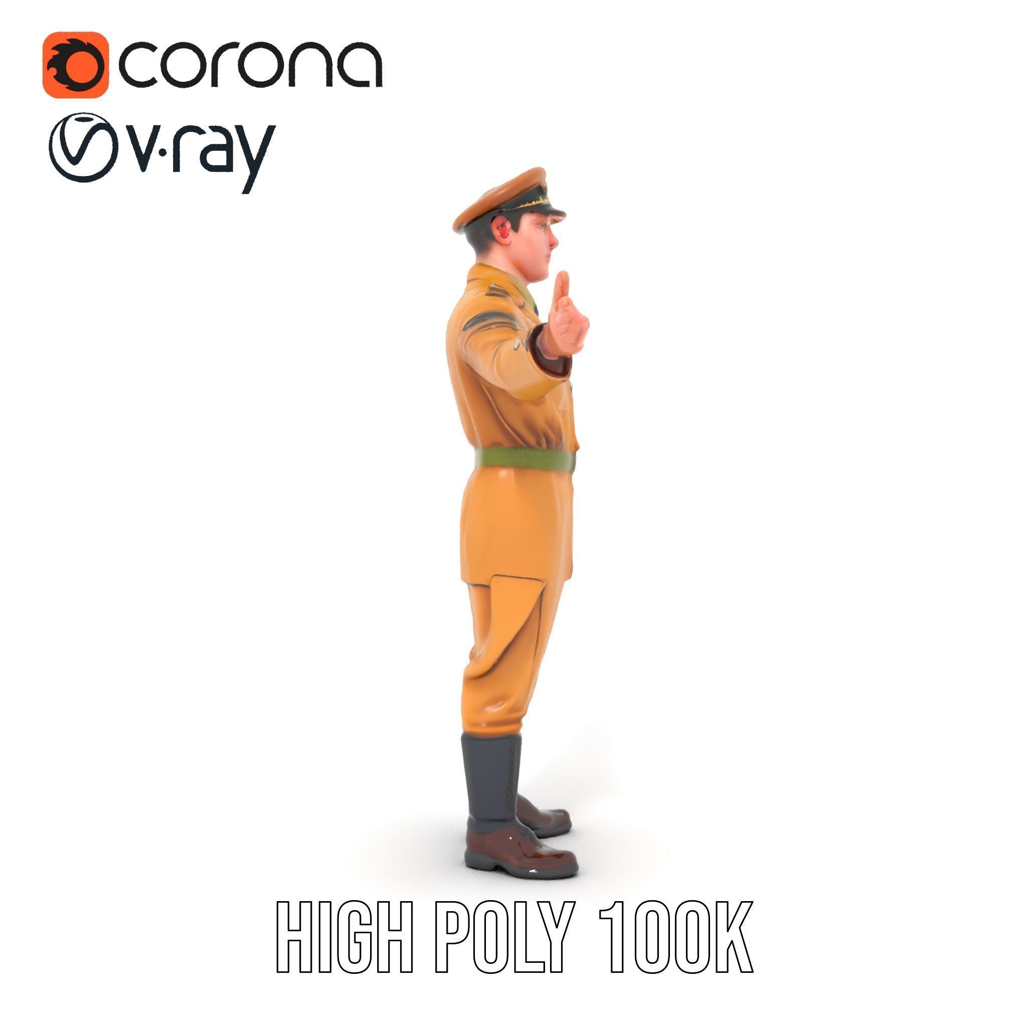 Military Officer Character Rigged and Animated for Realistic ... Low-poly 3D model_26