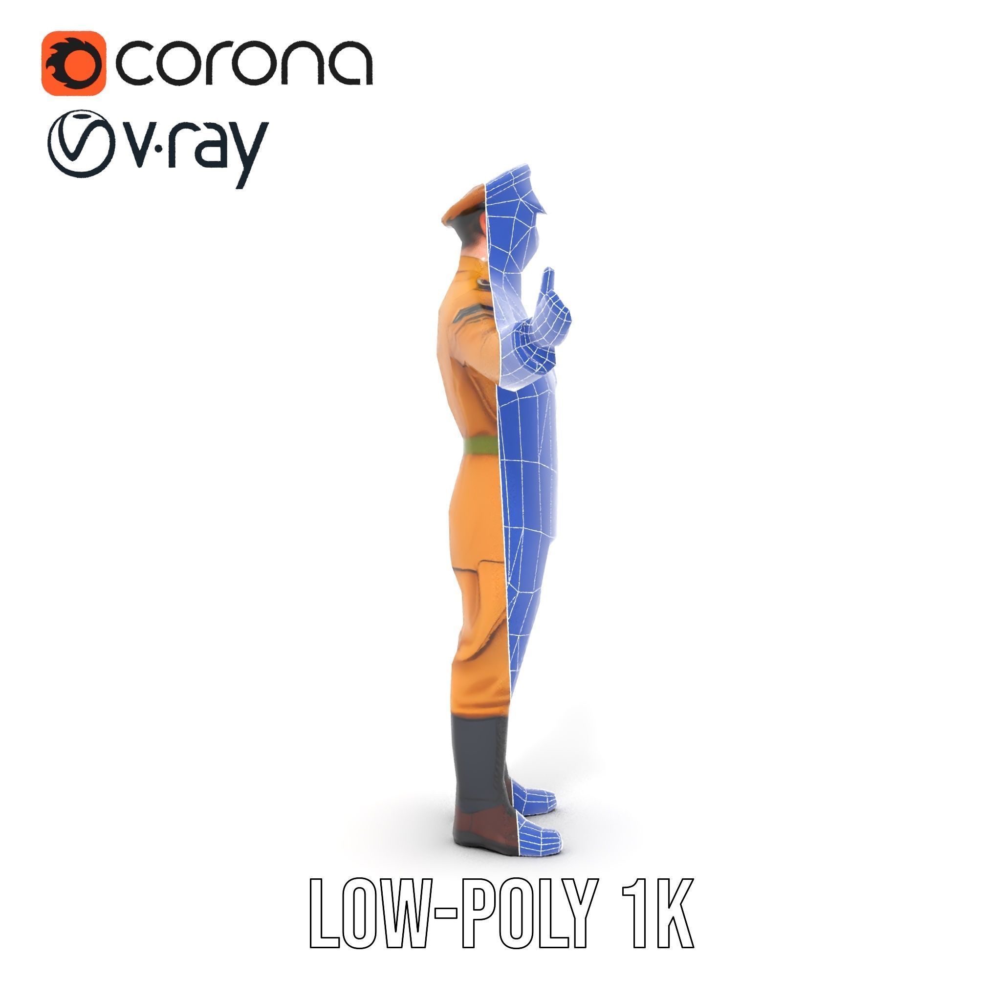 Military Officer Character Rigged and Animated for Realistic ... Low-poly 3D model_19