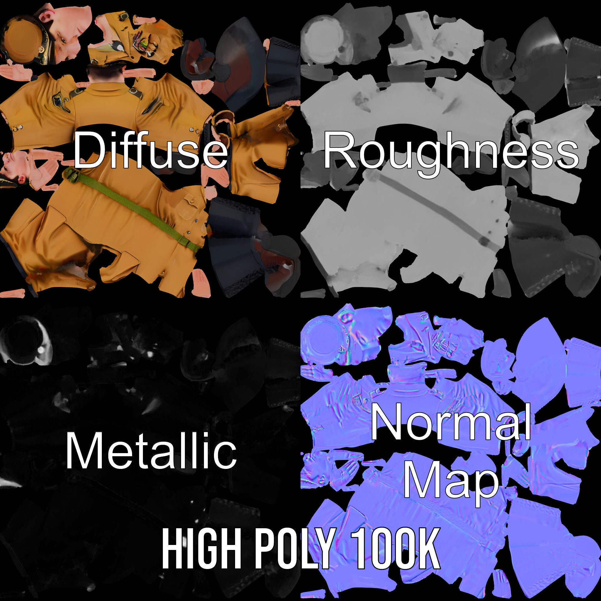 Military Officer Character Rigged and Animated for Realistic ... Low-poly 3D model_3