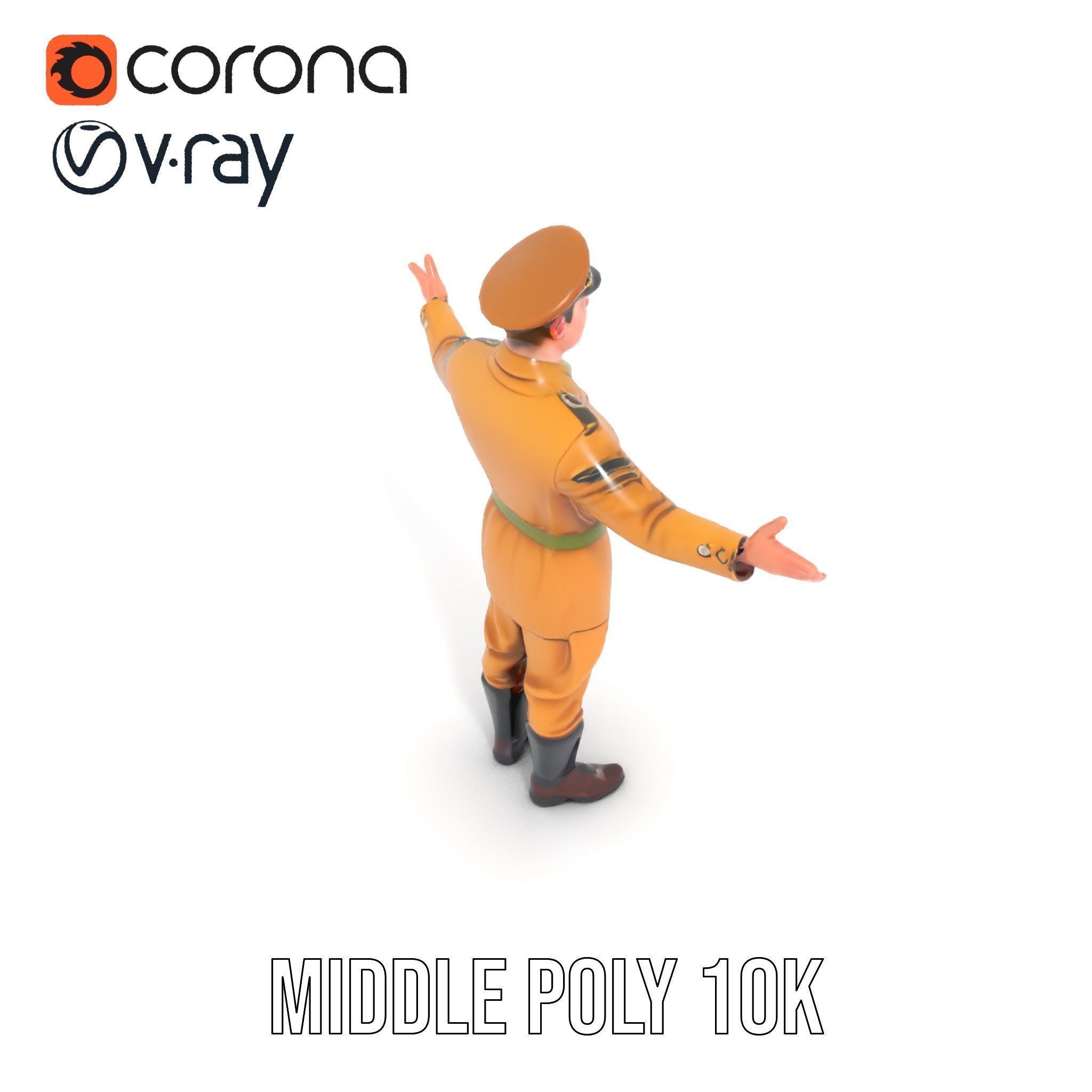 Military Officer Character Rigged and Animated for Realistic ... Low-poly 3D model_13