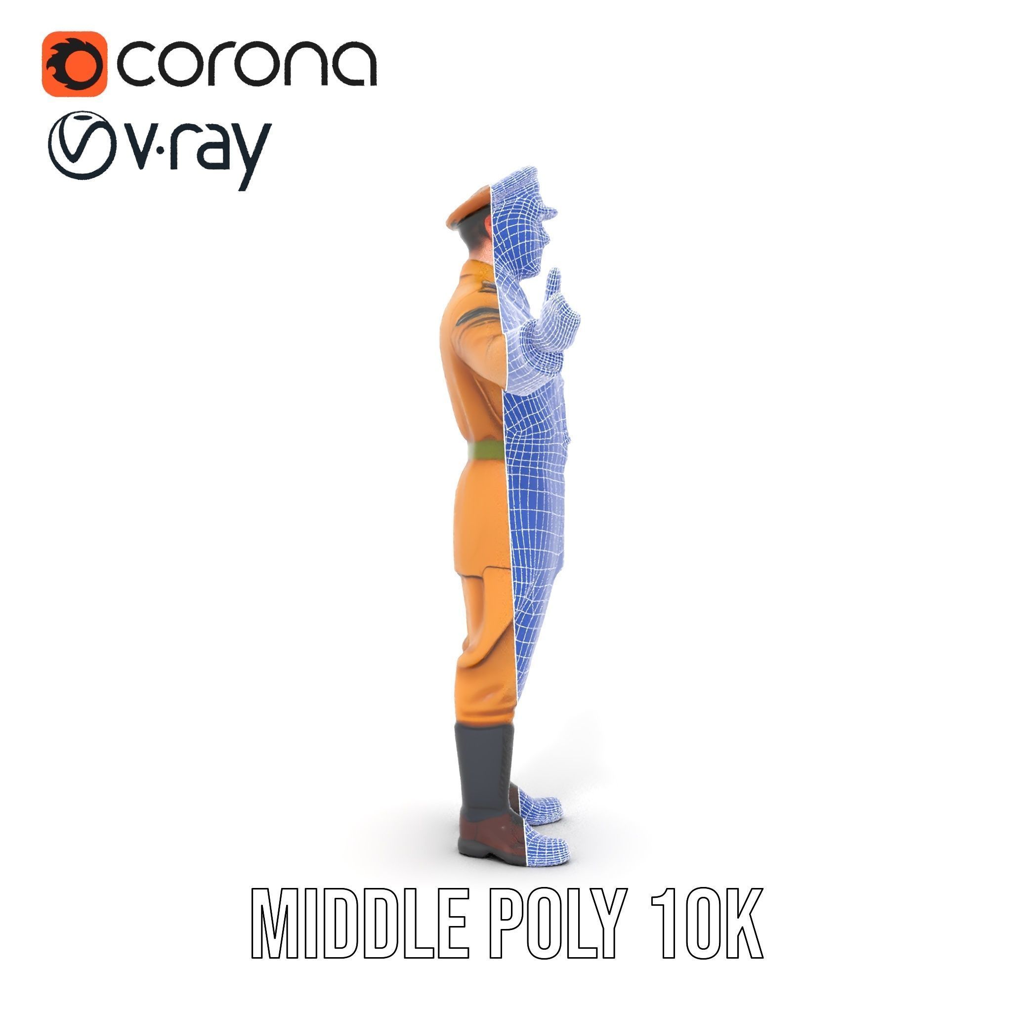 Military Officer Character Rigged and Animated for Realistic ... Low-poly 3D model_34