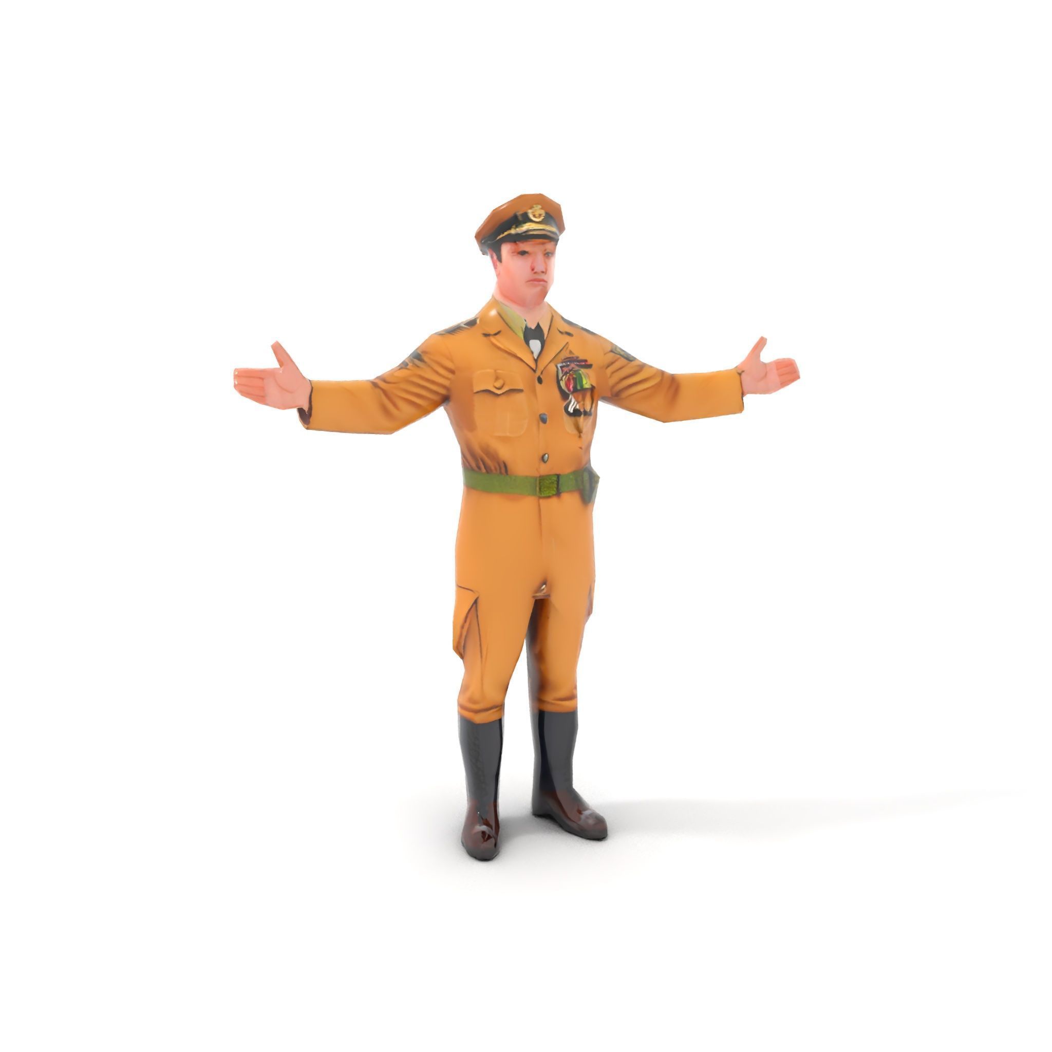 Military Officer Character Rigged and Animated for Realistic ... Low-poly 3D model_16