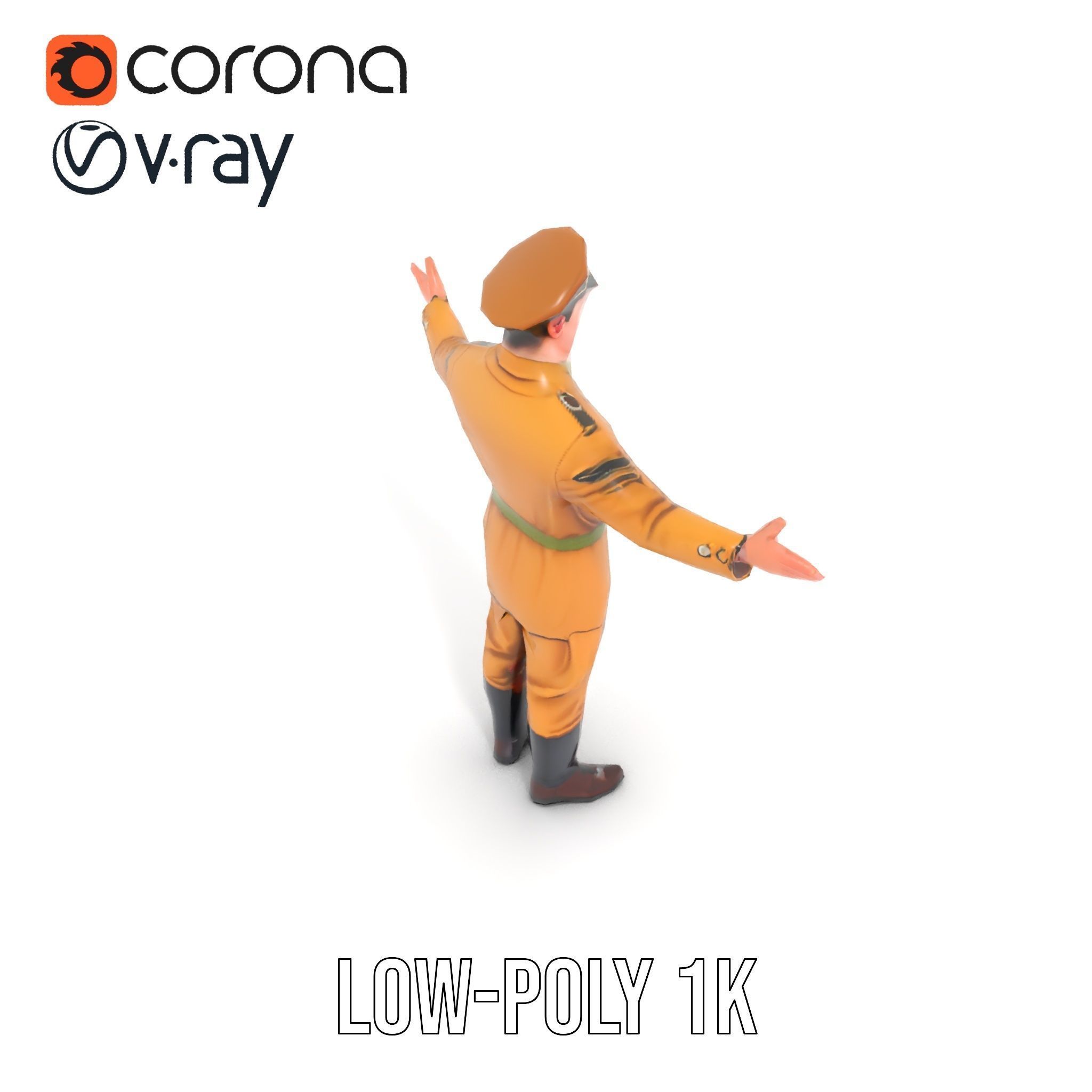 Military Officer Character Rigged and Animated for Realistic ... Low-poly 3D model_14