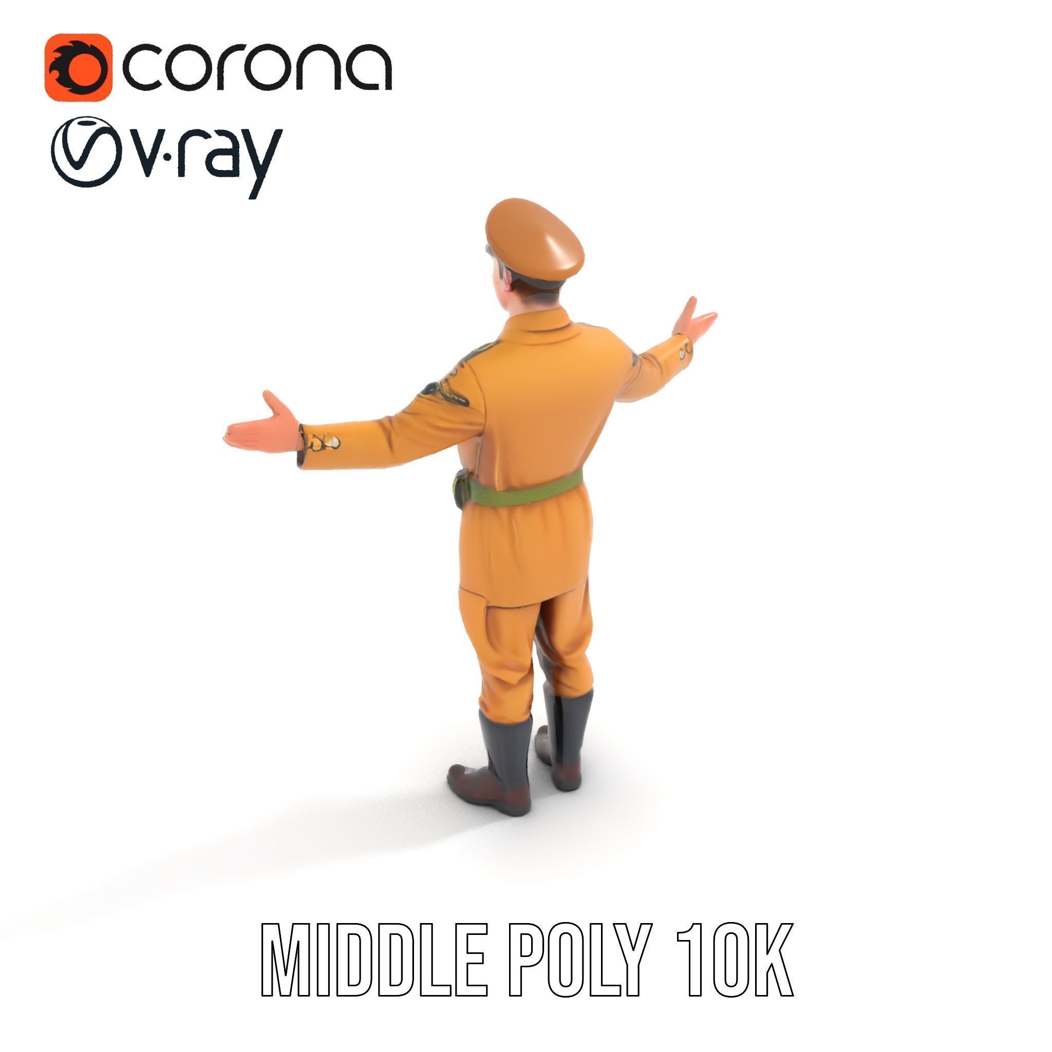 Military Officer Character Rigged and Animated for Realistic ... Low-poly 3D model_15