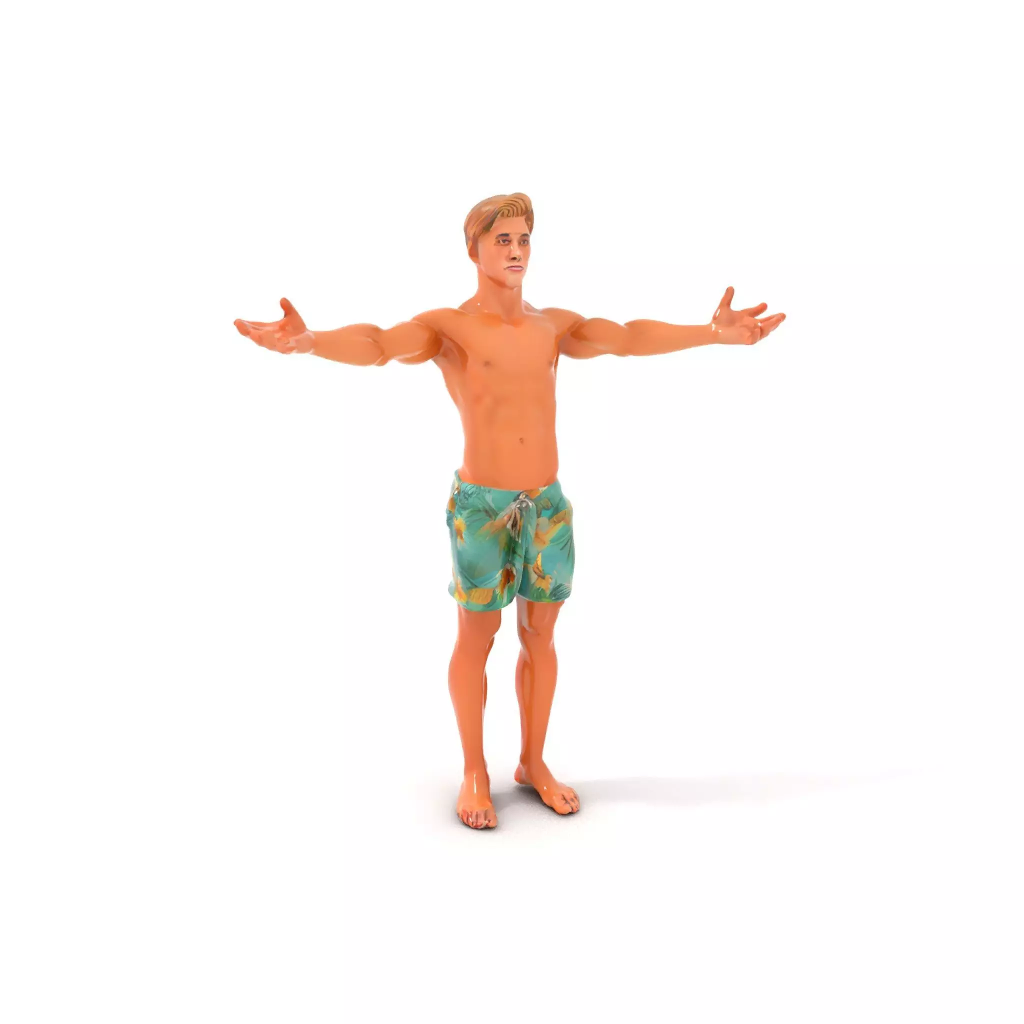 Blond Surfer Boy D Character Rigged and Animated Low-poly 3D model