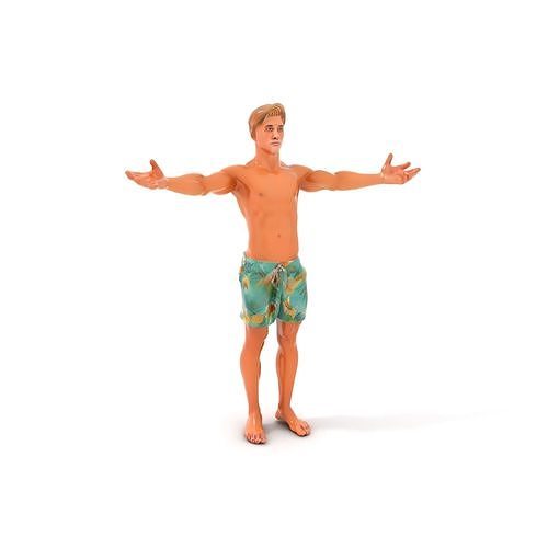 Blond Surfer Boy D Character Rigged and Animated Low-poly 3D model