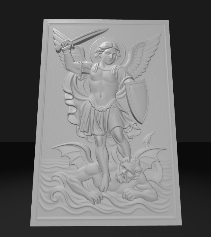St Michael the Archangel Defeating Satan High Relief Wall Art 3D print model_3