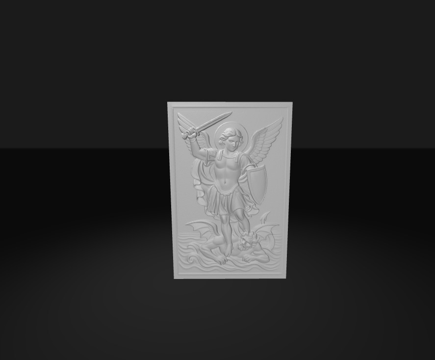 St Michael the Archangel Defeating Satan High Relief Wall Art 3D print model_1