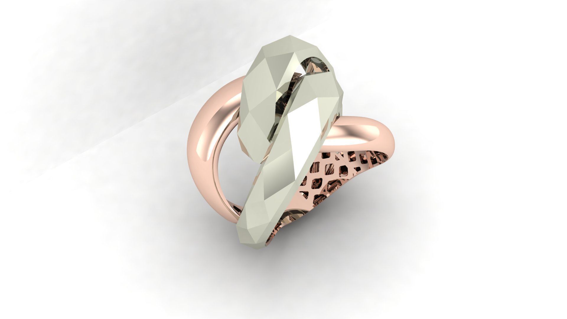 Facet Ring 008 - 5 Size  3D print model_9