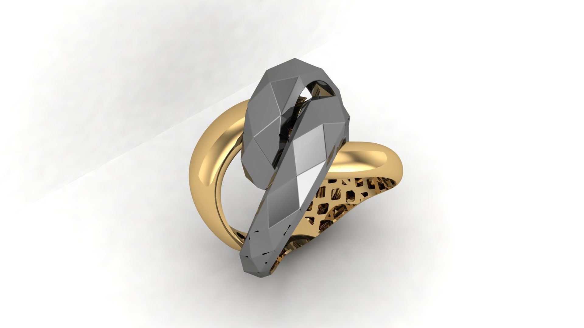 Facet Ring 008 - 5 Size  3D print model_1
