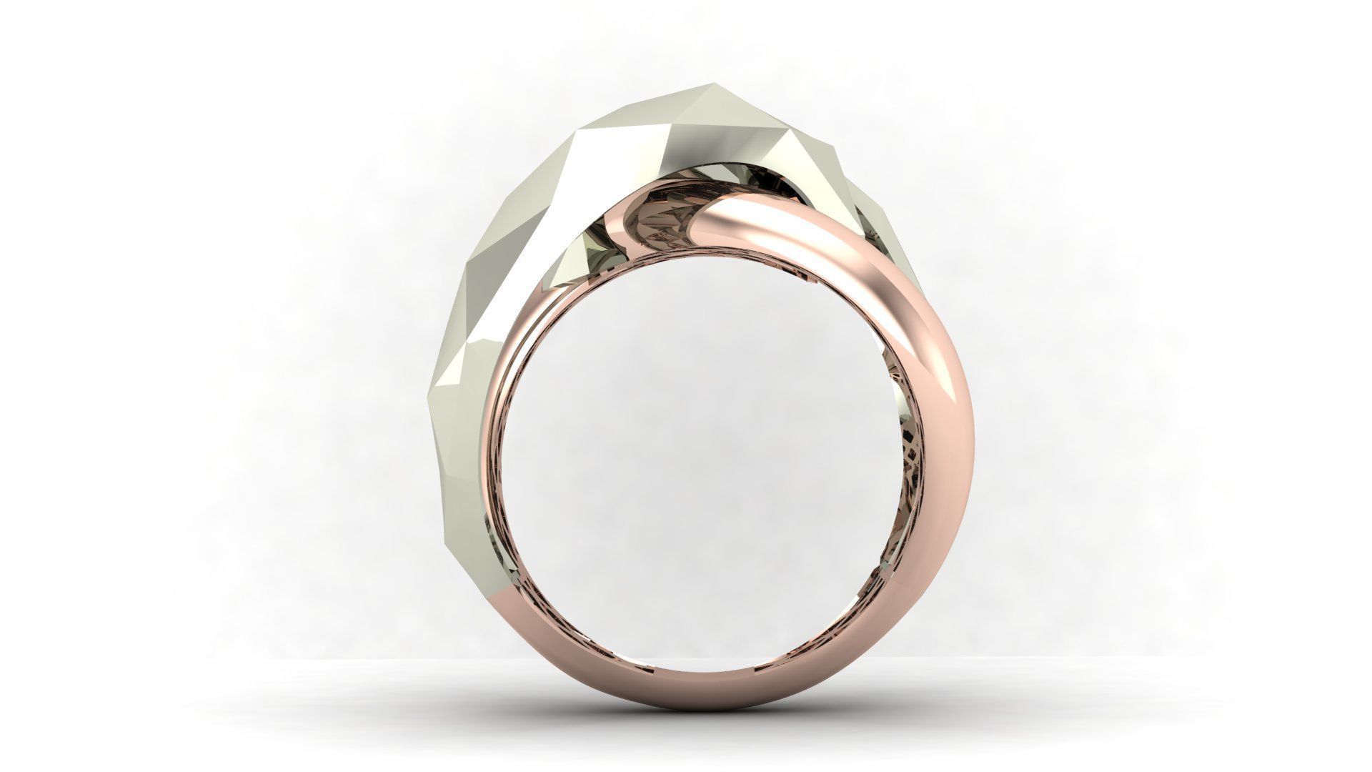 Facet Ring 008 - 5 Size  3D print model_10