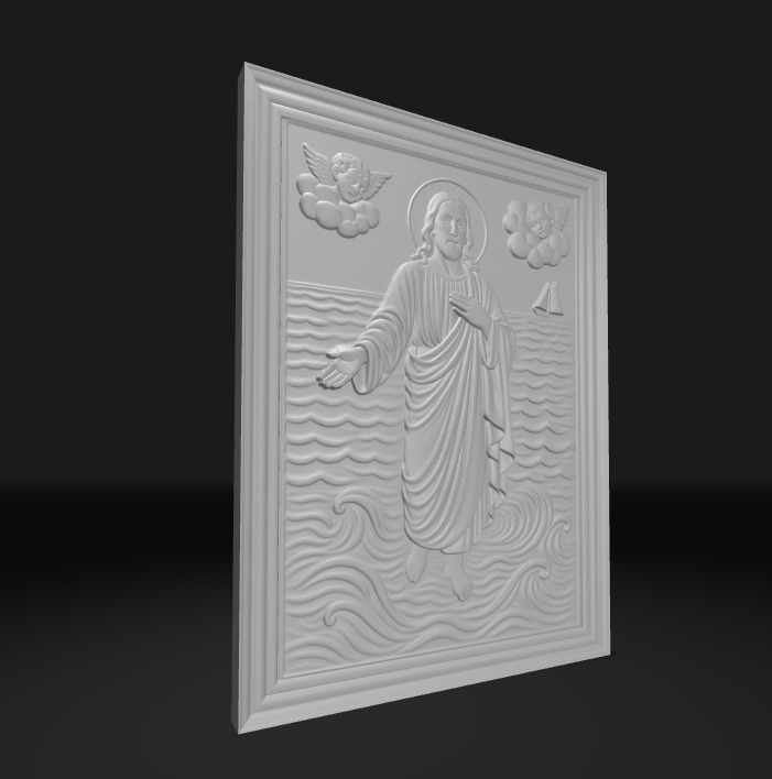 Jesus Walking on Water Framed High Relief Christian Catholic 3D print model_3