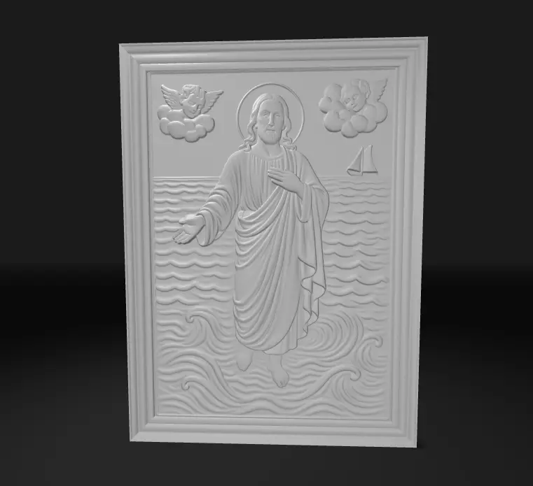 Jesus Walking on Water Framed High Relief Christian Catholic 3D print model_0